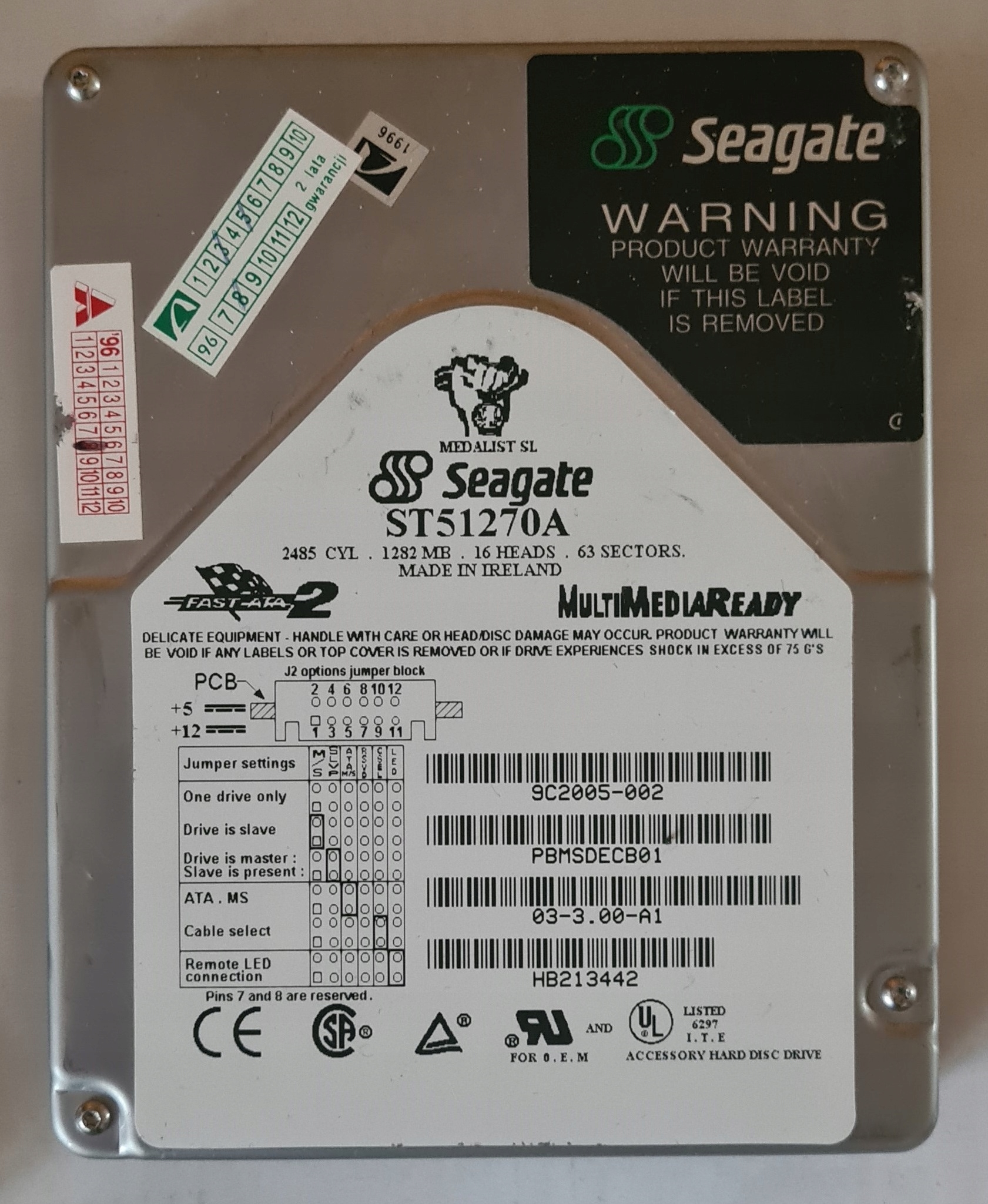 Seagate ST51270A 1,28 GB Producent Seagate