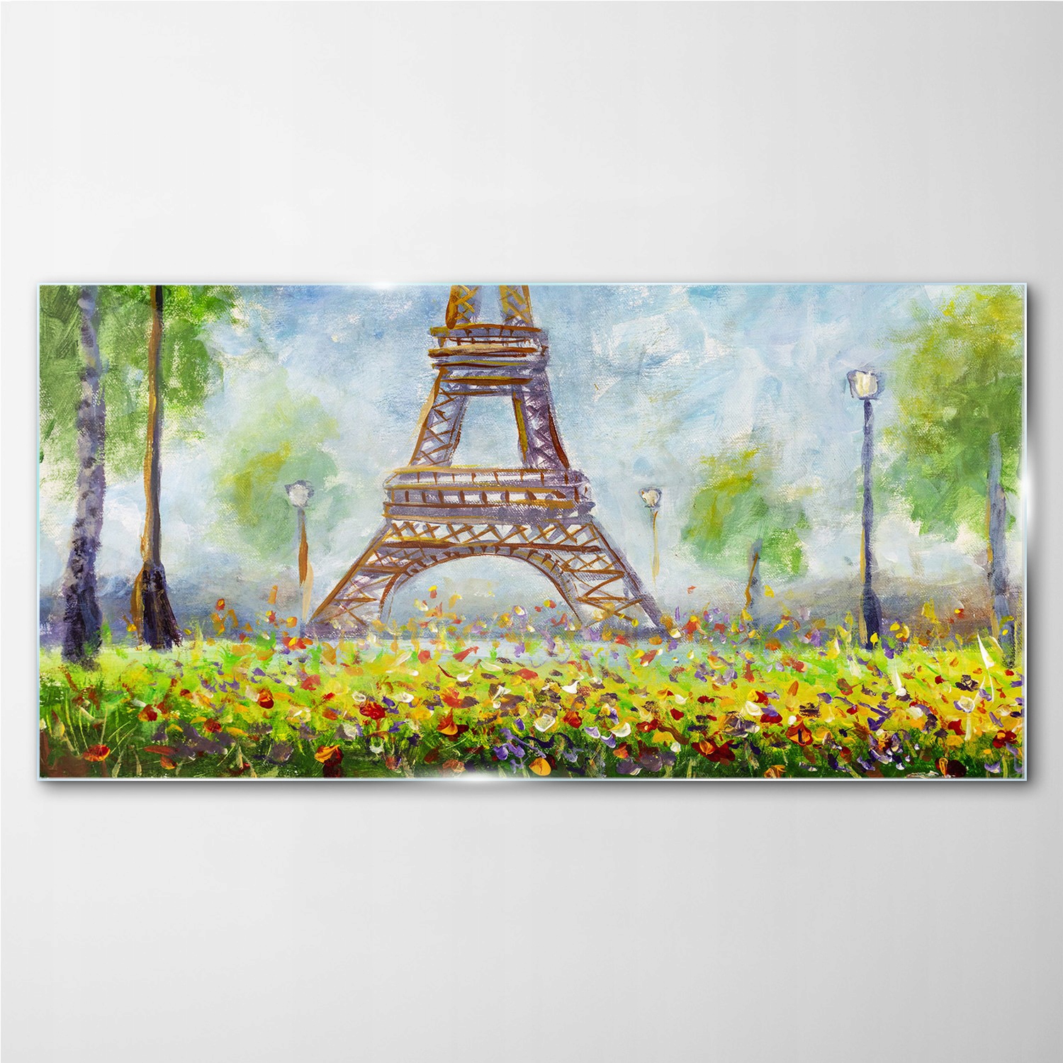 

Foto-obraz szklany Kwiaty Eiffel wieża 100x50 cm