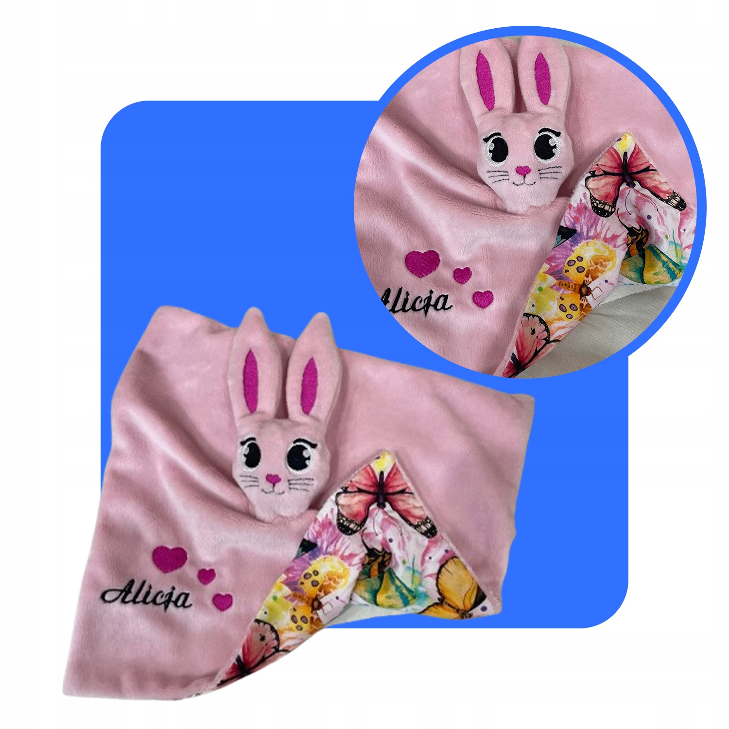 KOCYK DO PRZEDSZKOLA PREZENT NA ROCZEK CHRZEST PLUSZOWY KRÓLIK Z IMIENIEM Wiek dziecka 0 +