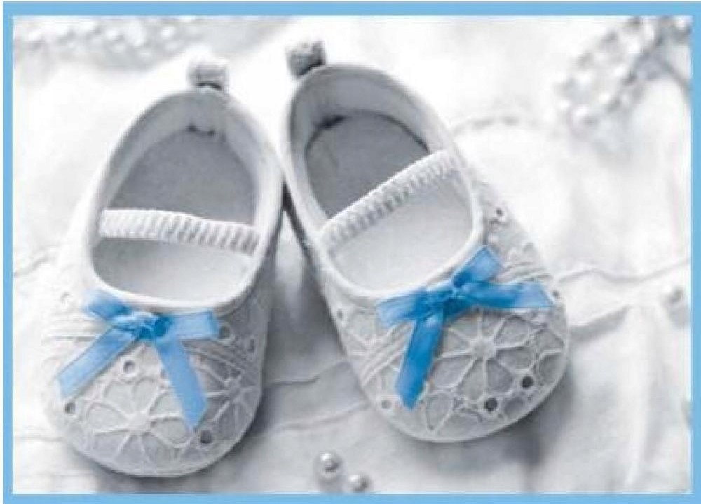 Karnet kolory koperta chrzciny buciki NIEBIESKI