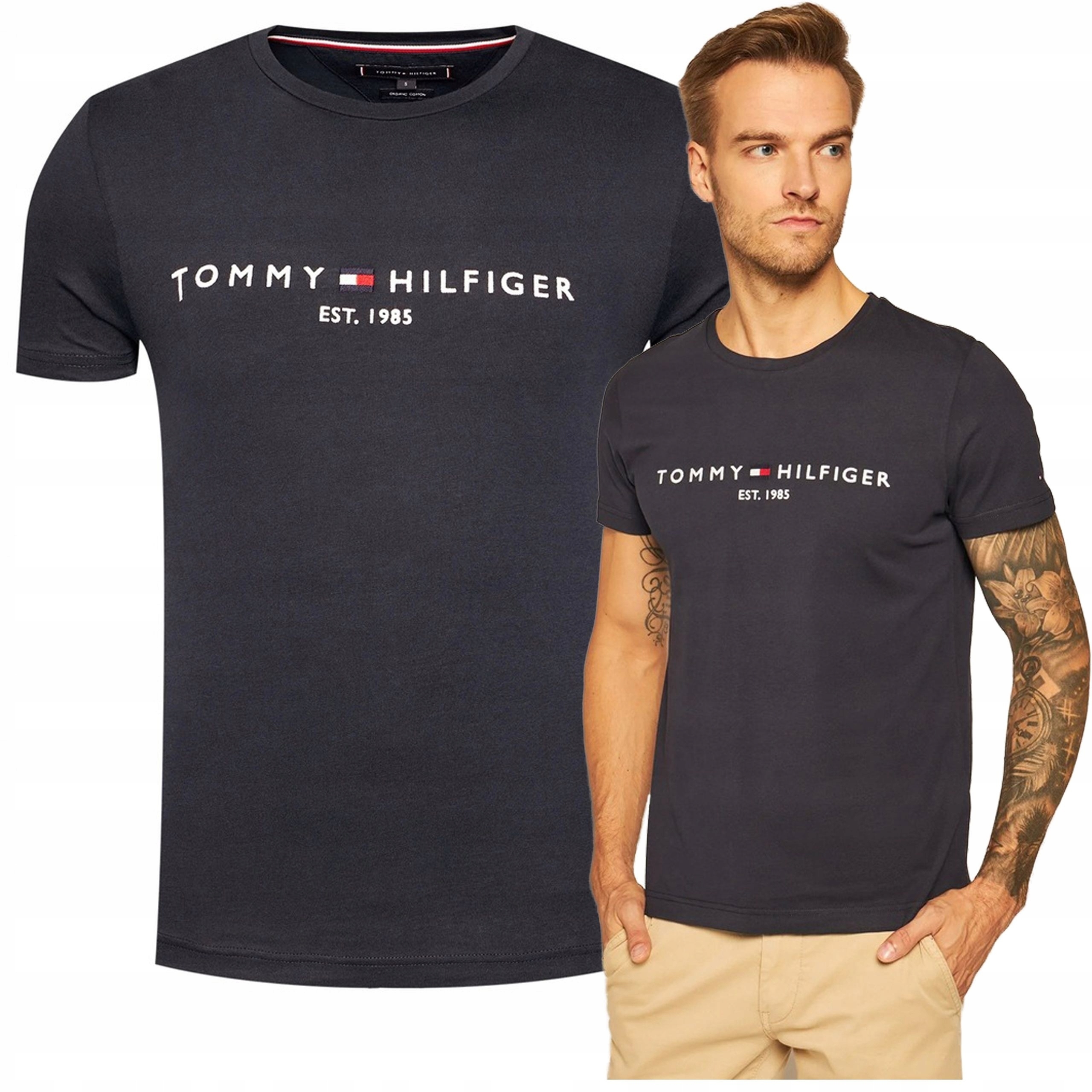 Tommy Hilfiger Tričko Est 1985 Tričko Tmavě modré Pánské Klasické vel. L