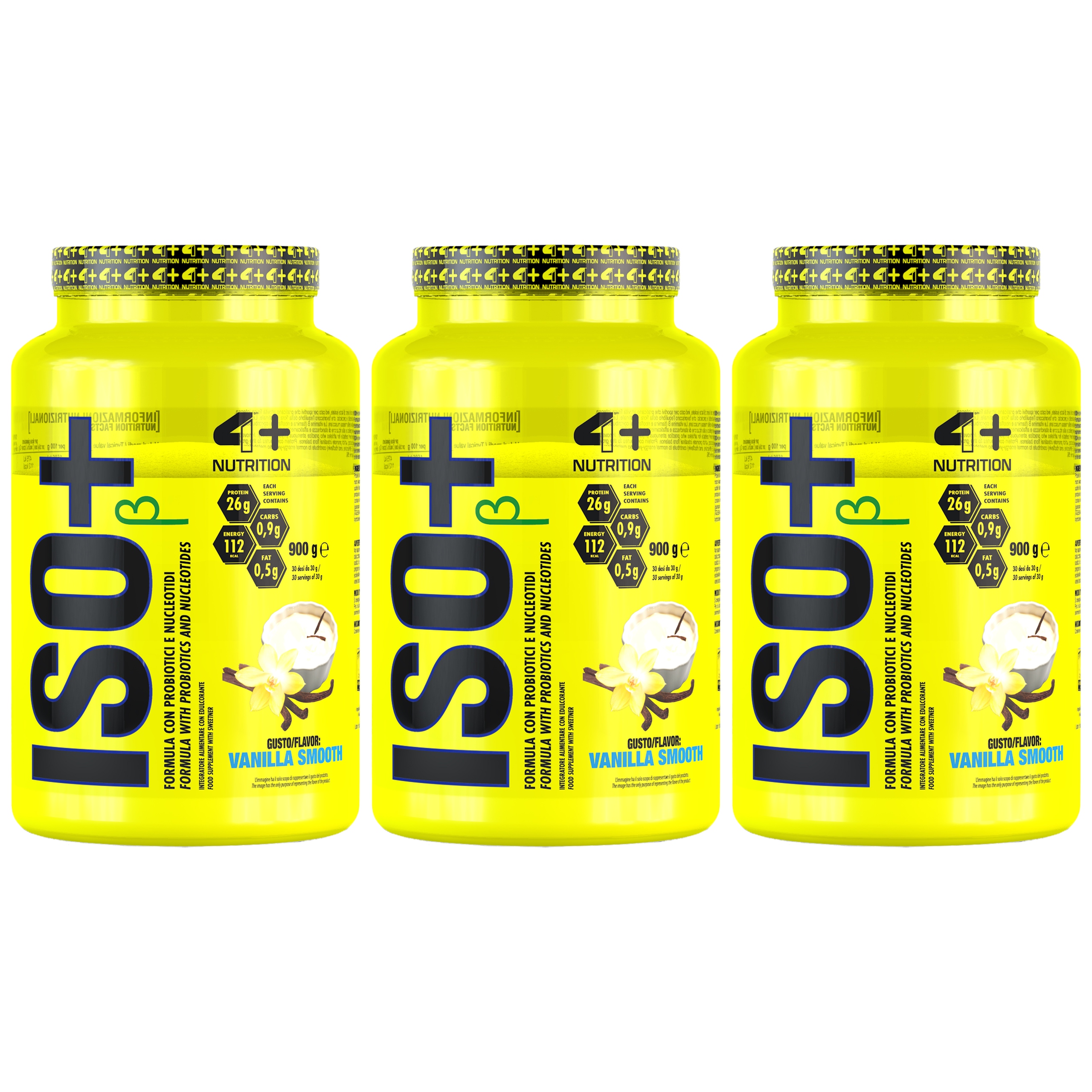3x Proteinový Izolát syrovátkového Wpi probiotika 86% 26g porce 4+ Nutrition