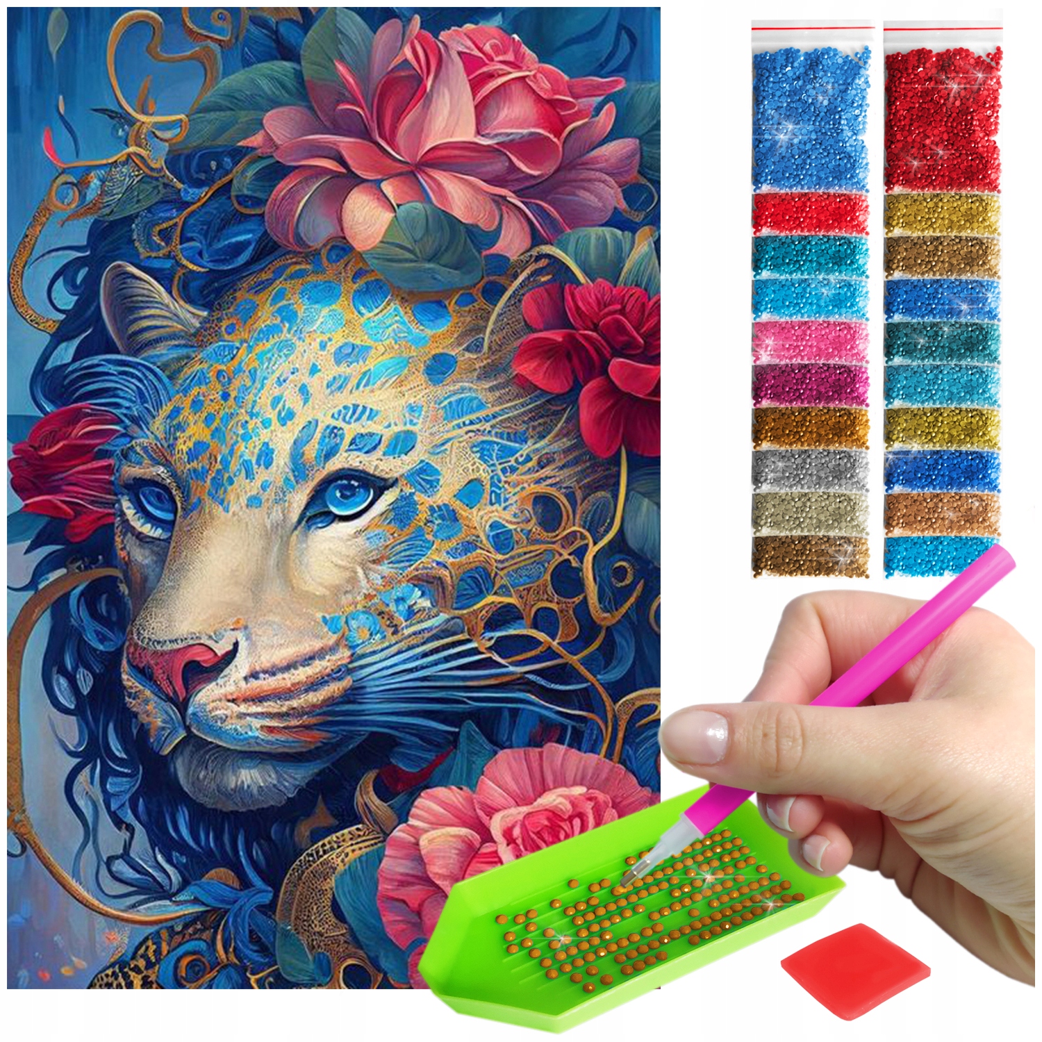 Výšivka Diamond Painting mozaika leoparda sada příslušenství