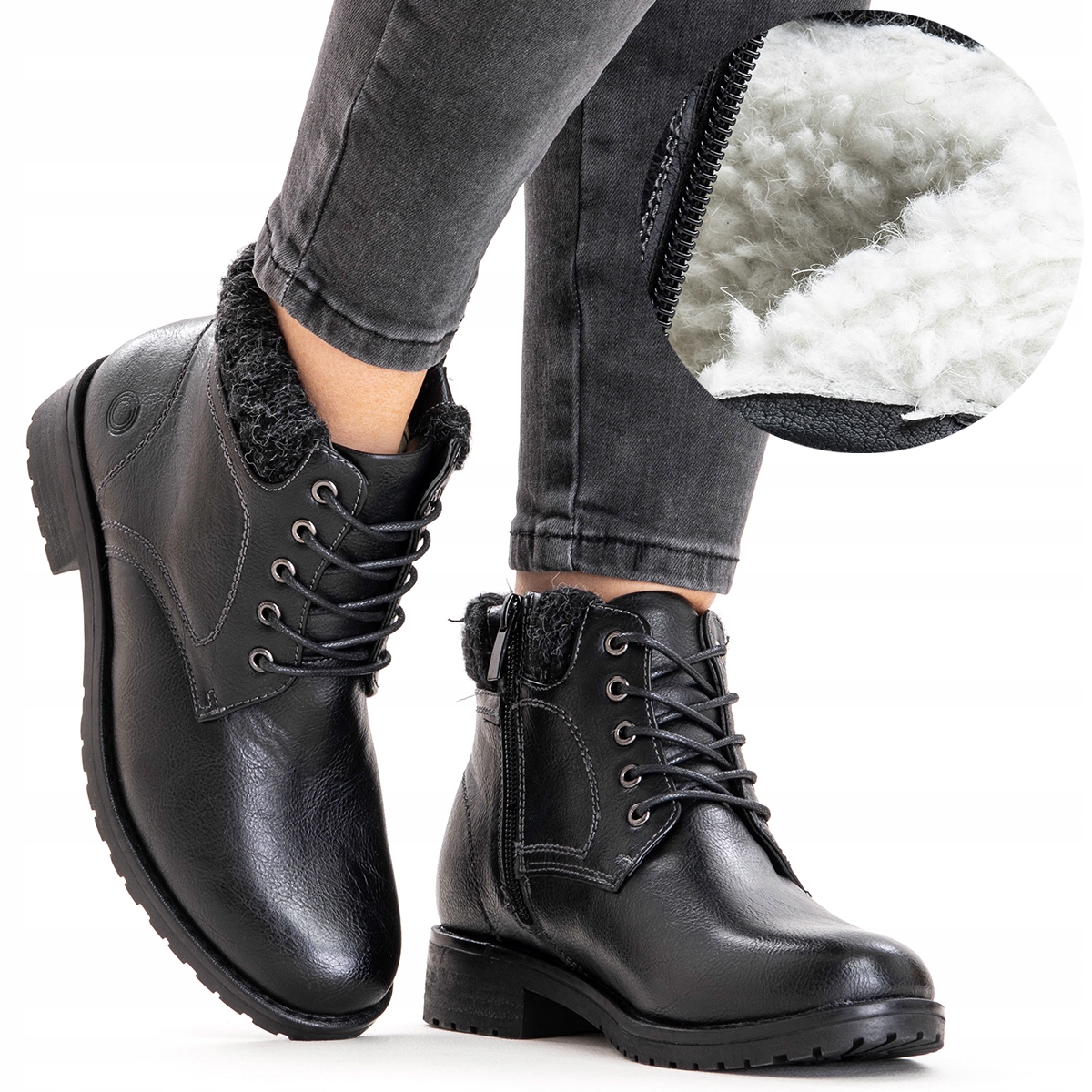 Kotníkové Boty Vlna boty trapery Suwak pohodlné lehké Wojtyłko 40