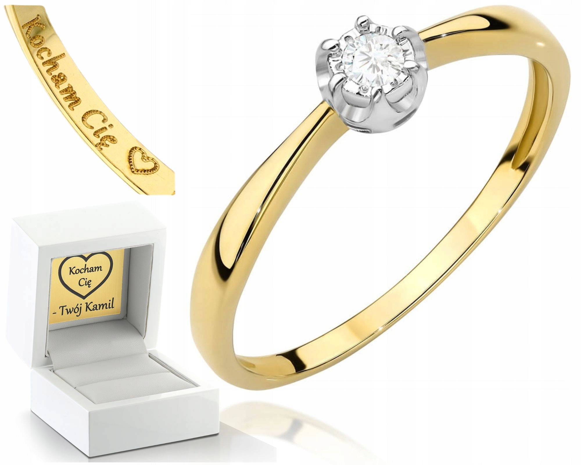 Zlatý Prstýnek S Diamantem Gravírování 585 Bonus Dárek