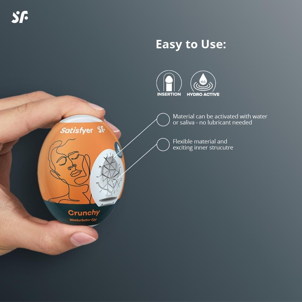 SATISFYER Zestaw Masturbatorów Jajek 3 Sztuki Hydroaktywne TPE — miniatura 3