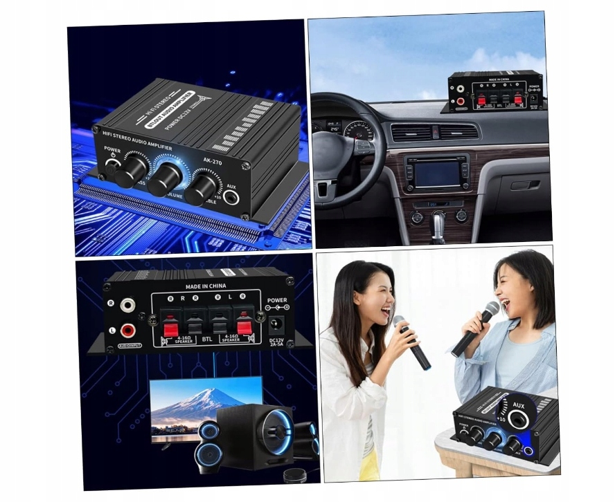 AMPLITUNER WZMACNIACZ STEREO RADIO MINI WZMACNIACZ Komunikacja Bluetooth
