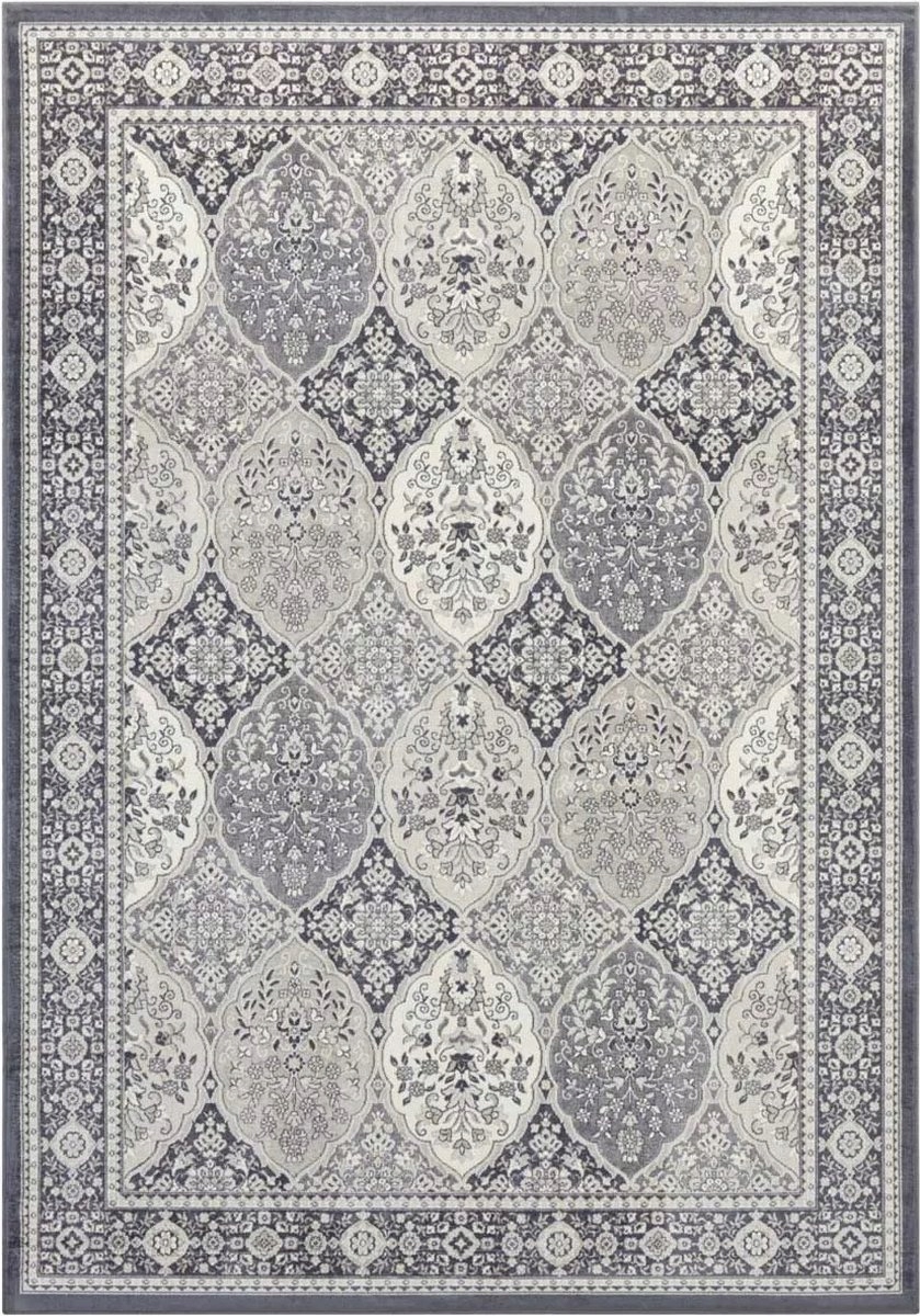 Koberec 160x230 do obývačky, tradičný klasický grafitovo sivý vzor