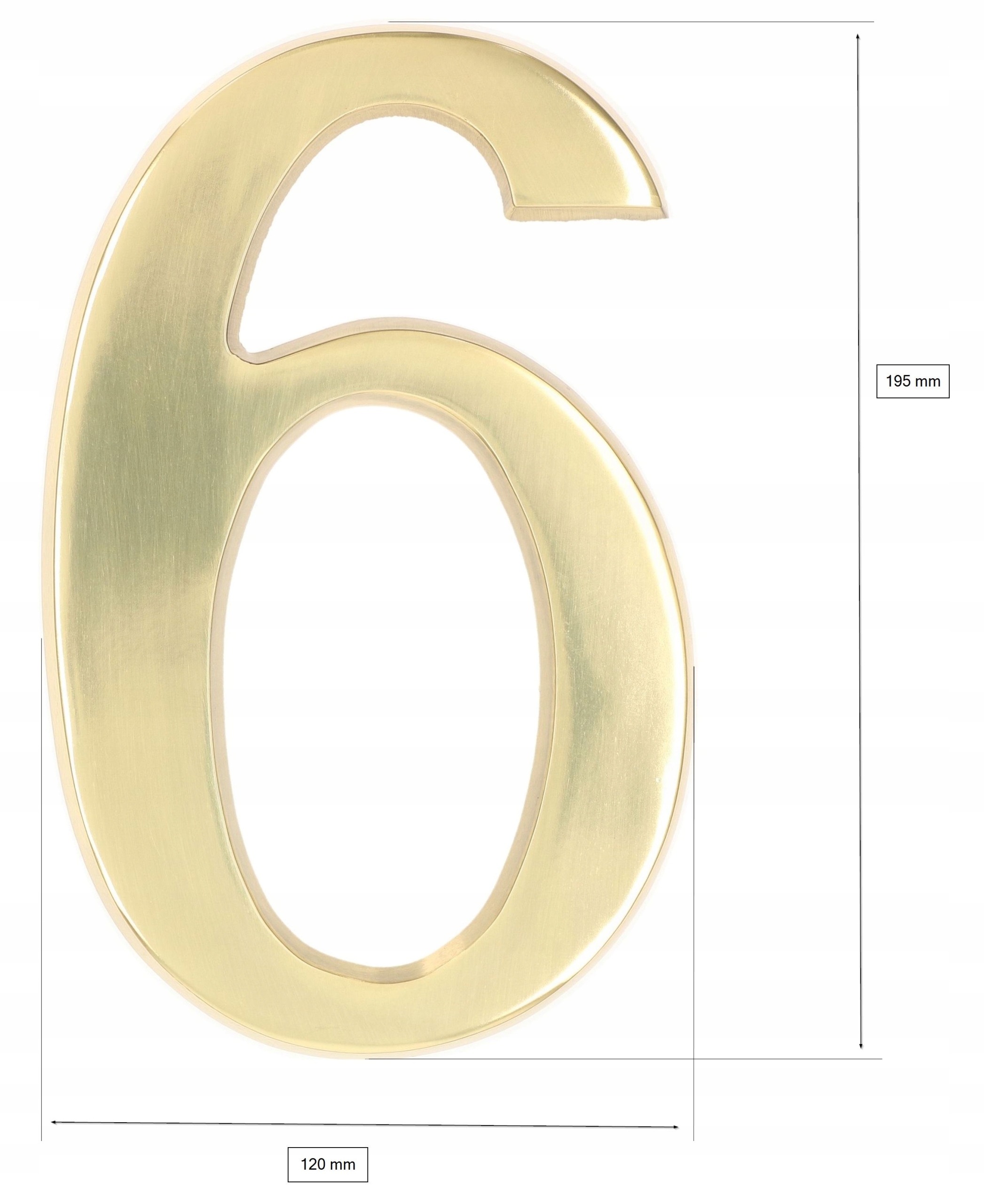 Cyfra mosiężna numer na dom 20cm "6" Wysokość produktu 20 cm