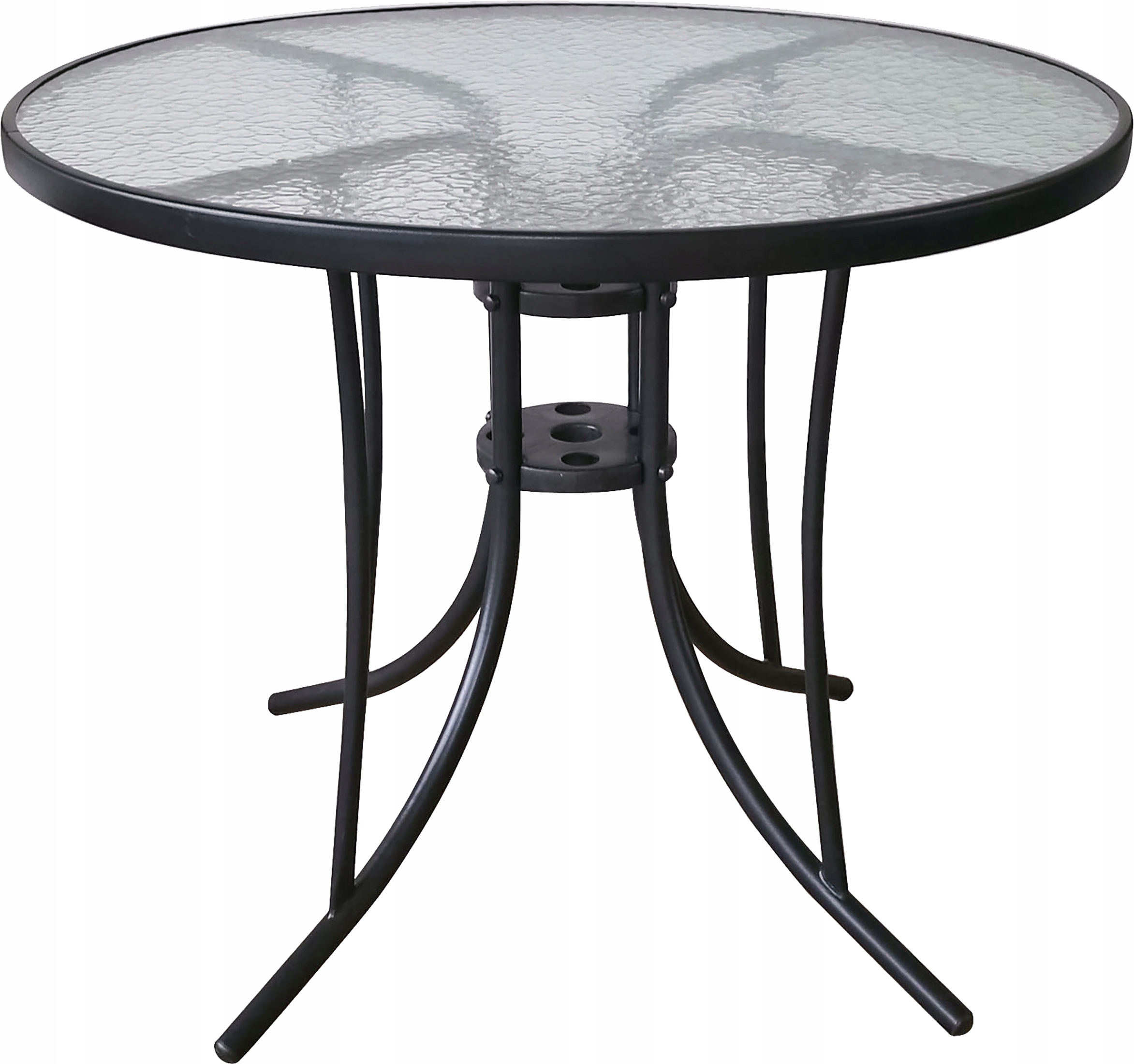 Stół Stolik okrągły szklany metal ogrodowy balkon taras 60 x 70 cm