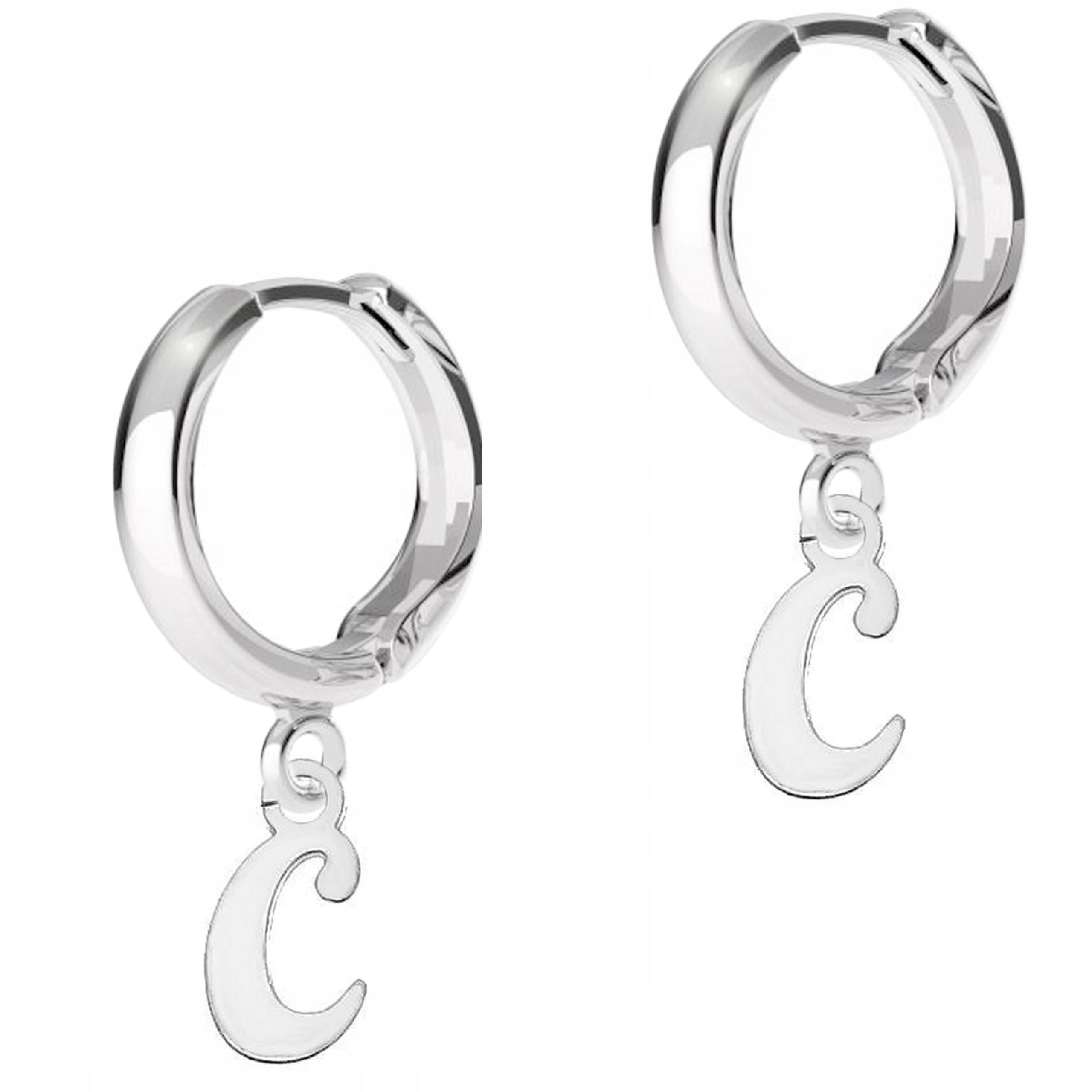 Stříbrné Náušnice Plechy s písmeny Písmena Iniciály Písmena C Stříbro 925