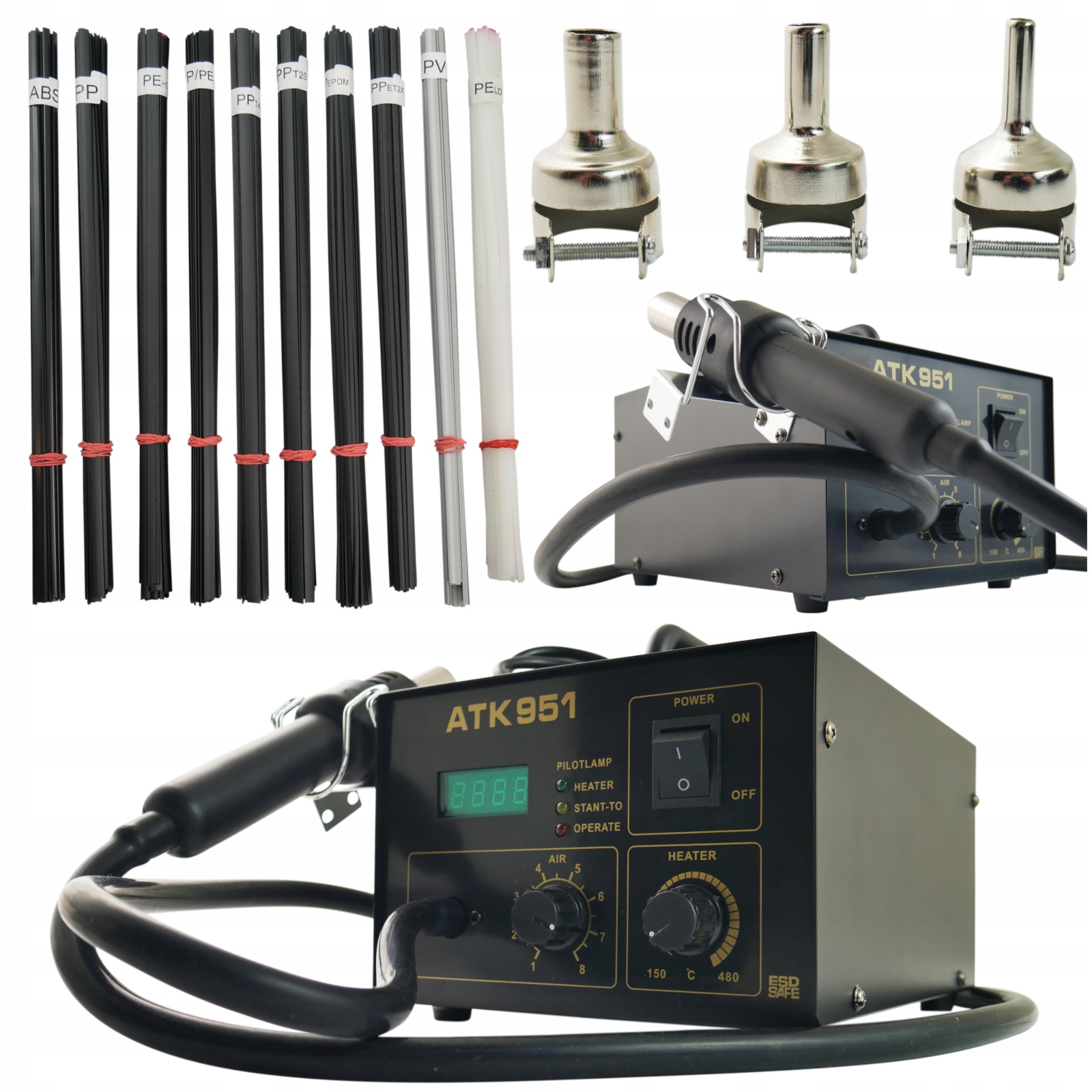 Svařovač plastů AT-951 D+ Sada Spojů 10x100 mix proužků trojúhelníků