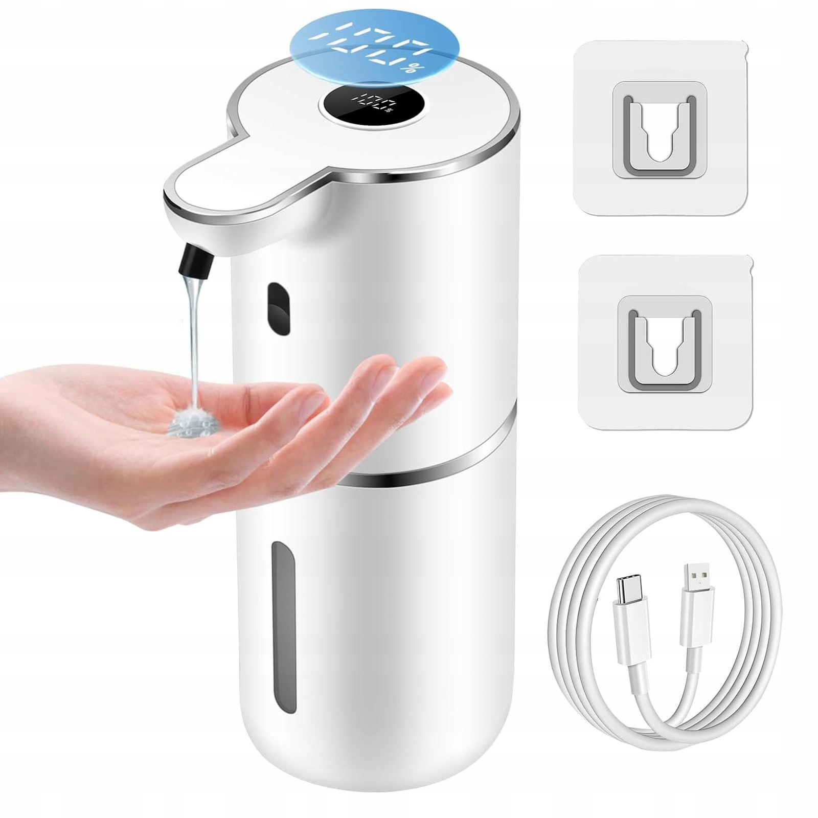 Dávkovač Mýdla Automatický Bezdotykový Usb Dispenser Velký 380 ML Bílý