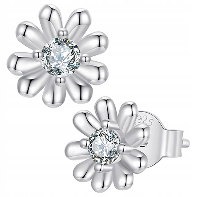 Stříbrné Náušnice Květiny Moissanit Stříbro 925 Náušnice Trusky