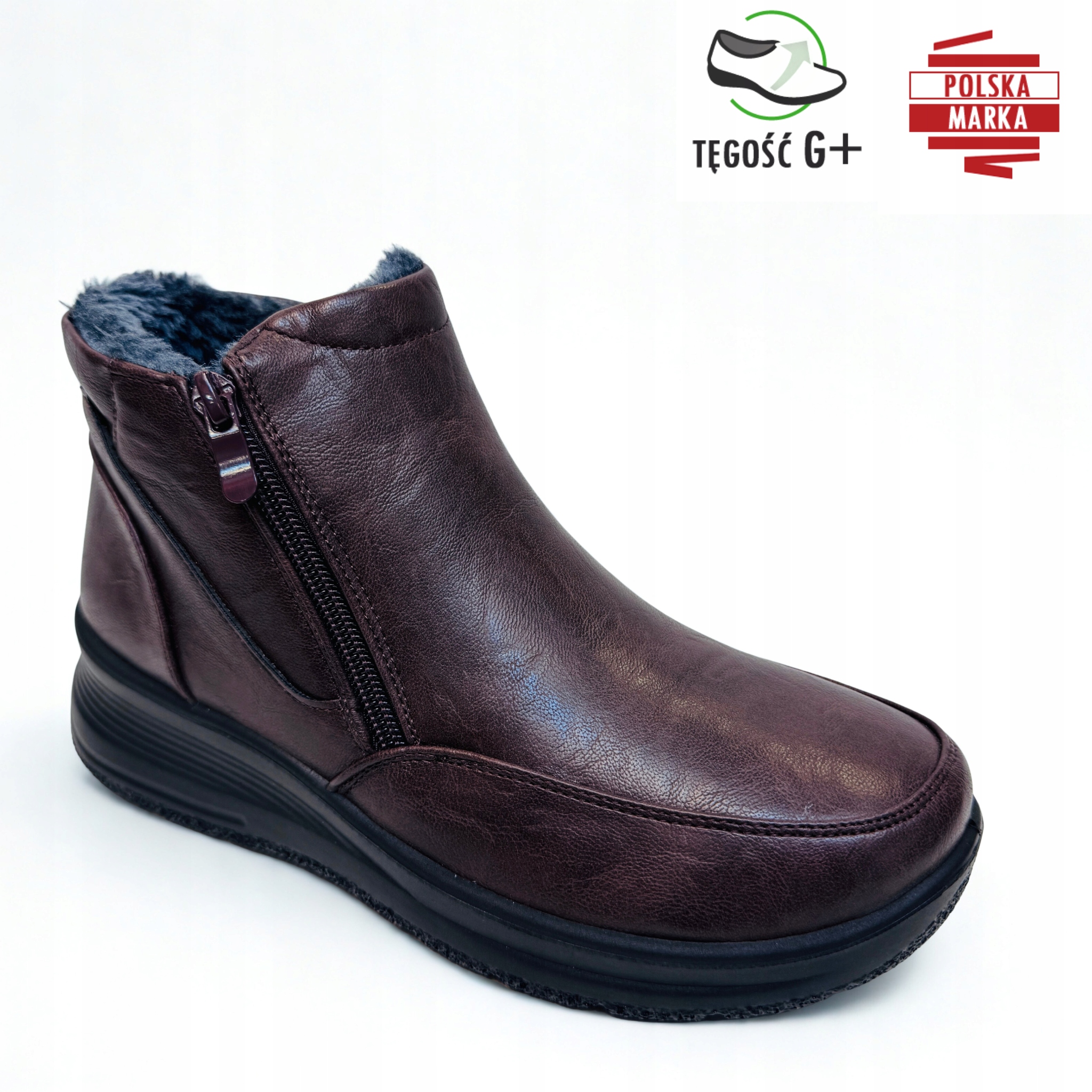 Hnědé Zateplené Dámské Kotníkové Boty Na Haluksy, 2 Zipy Na Silné Podrážce, Velikost 39