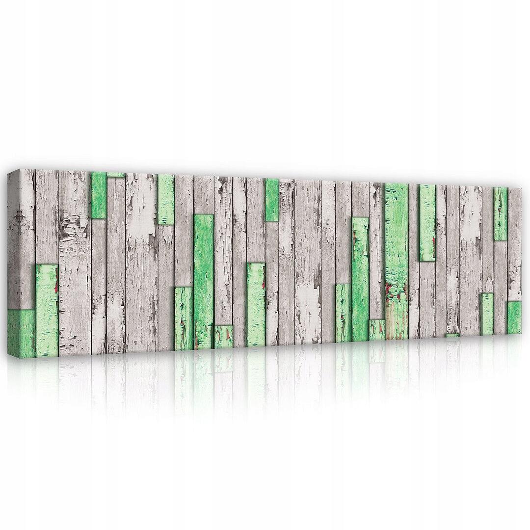 Obraz 145x45 Dřevo textura staré desky rustikální vintage barva zelená