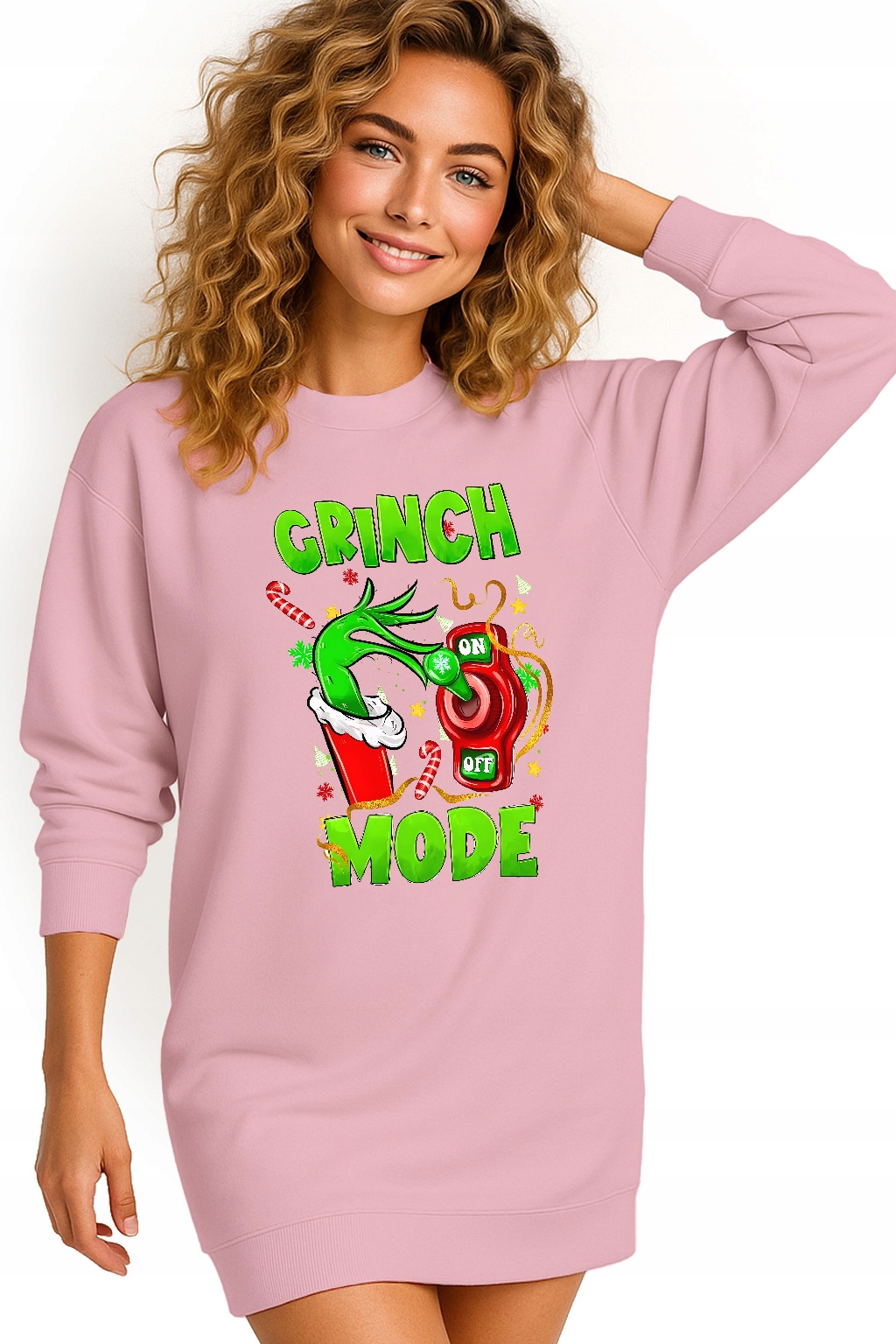 Mikina Vánoční Oversize Šaty Grinch Mode On Dárek K Svátku S