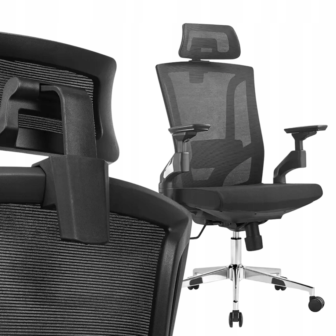 Fotel biurowy Ergonomiczny Krzesło obrotowe Spacetronik Regulowany czarny