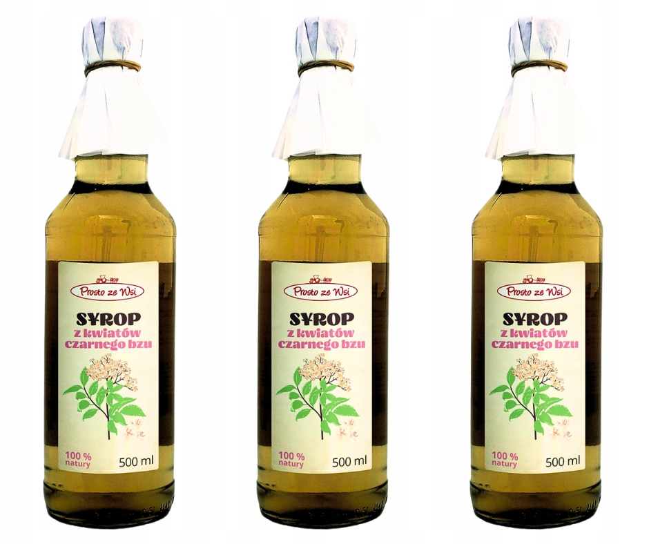 3x Ekologiczny syrop z czarnego bzu 500ml Prosto ze Wsi Naturalny Zestaw