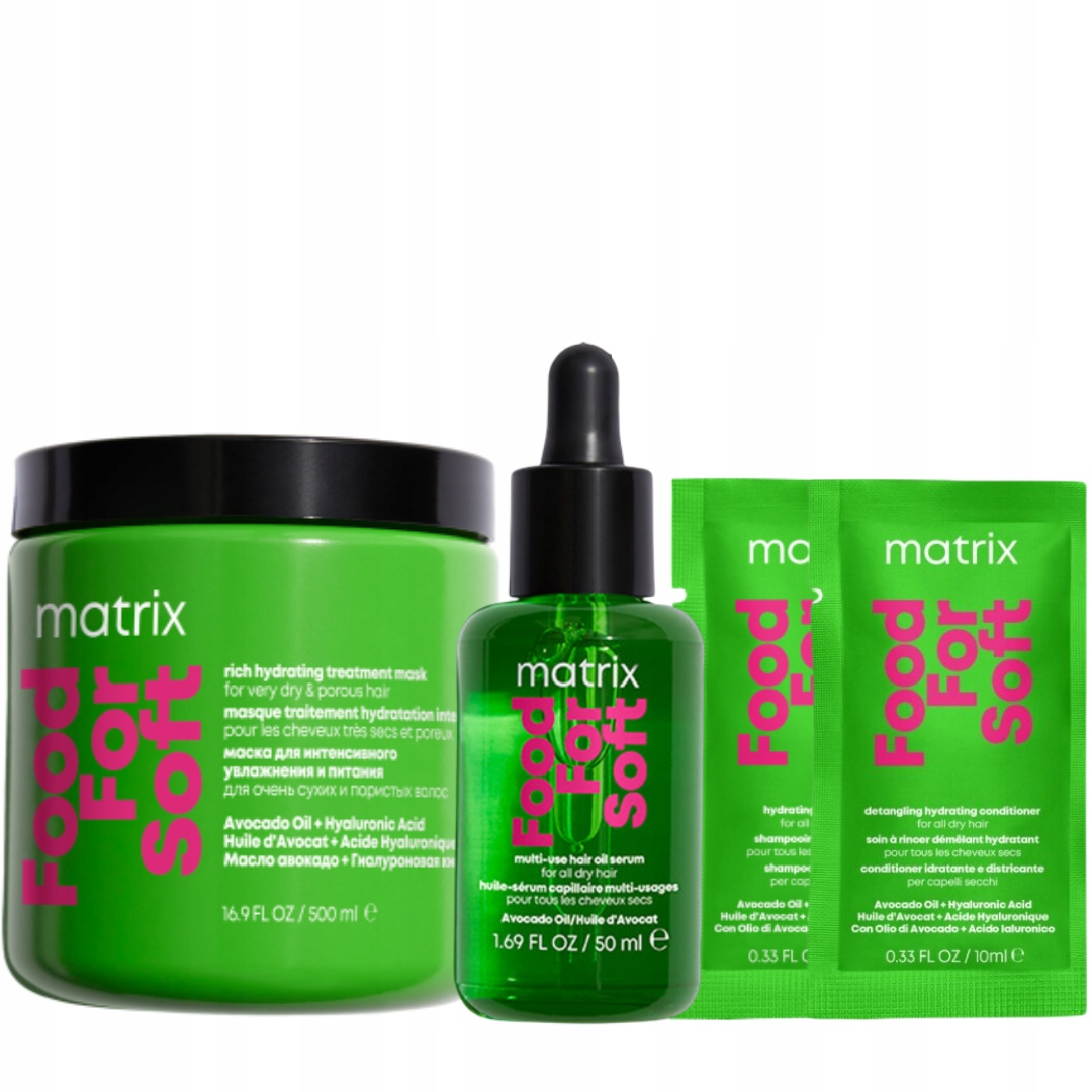 Matrix Food For Soft olejek nawilżajacy, maska do włosów suchych Zestaw