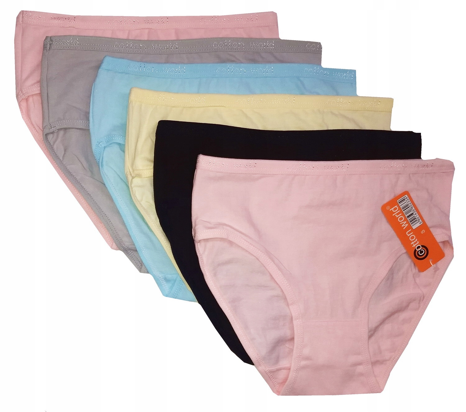 

6x Figi cotton world Kolorowe majtki damskie tu- S