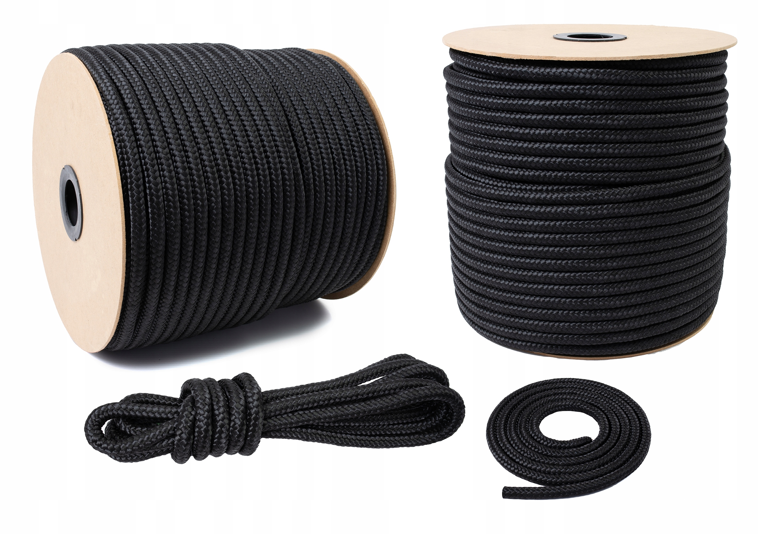 Polypropylenové Lano Černé Námořnické Lanko Pletené 14 mm 100 M