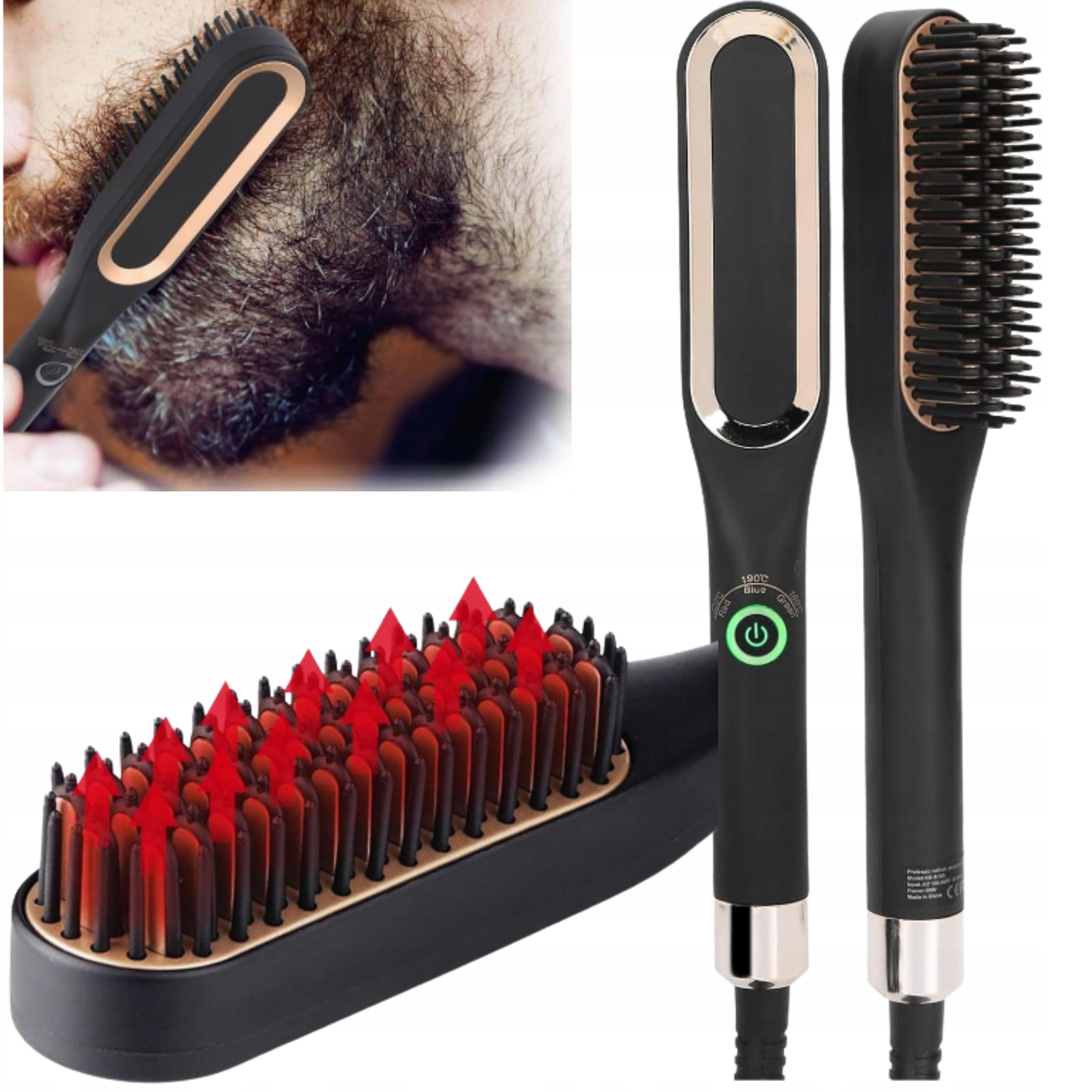 Elektryczna Prostownica Do Brody I Włosów Szczotka Do Stylizacji Męska