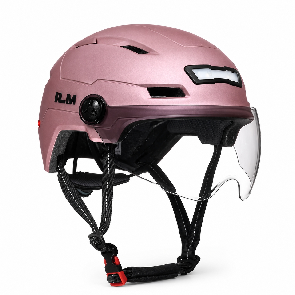 ILM E3-10L Kask Rowerowy Led USB–Przednie i Tylne Światło Wizjer Xs Różowy
