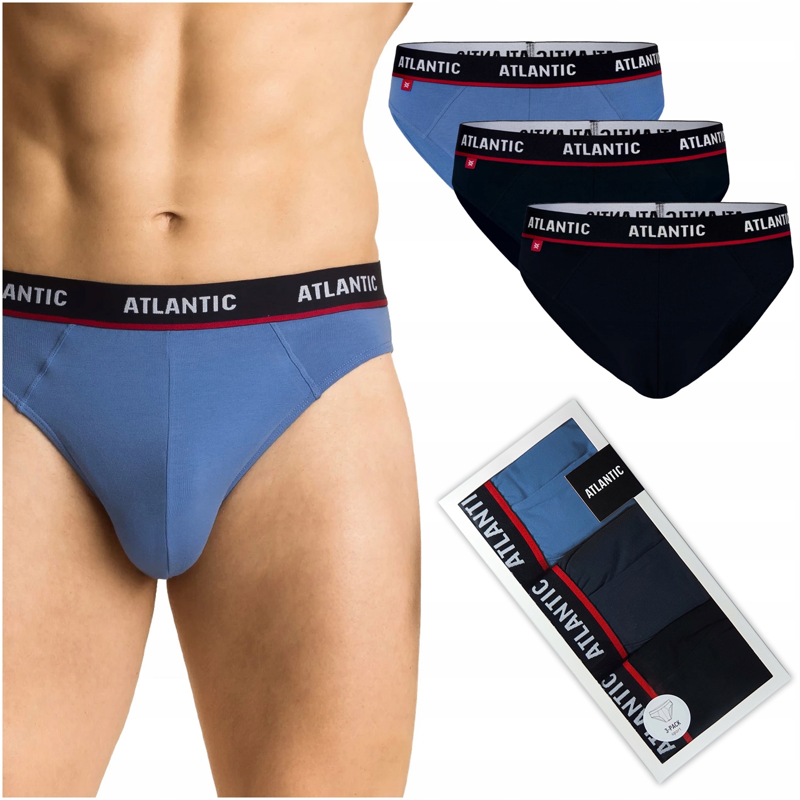 

Slipy męskie 3 Pary sport Atlantic 3MP-123 XXL