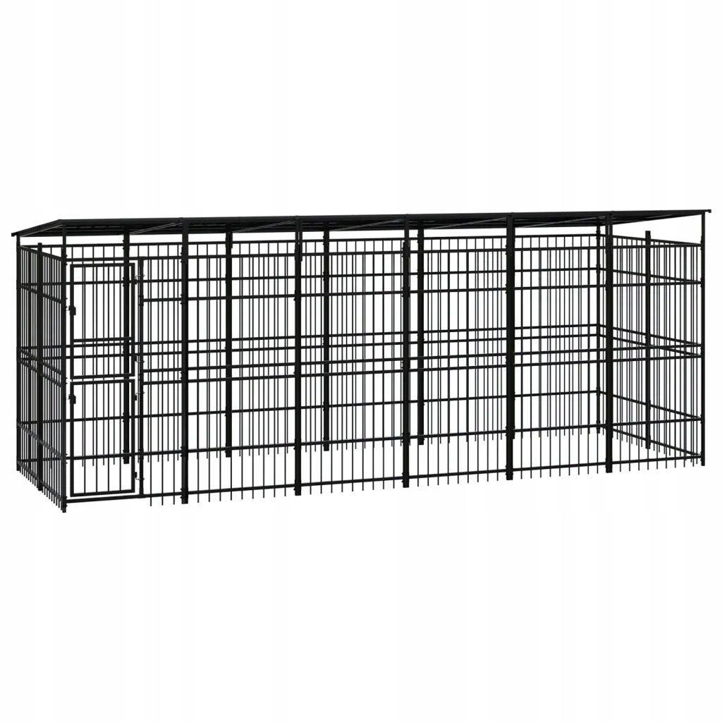 Levně Kotec pro psy se zastřešením, ocelová, 11,06 m²