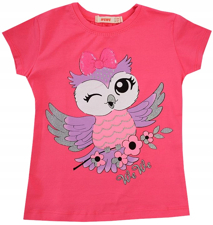 

Bluzka T-shirt Bawełna Sowa róż 122 H301C