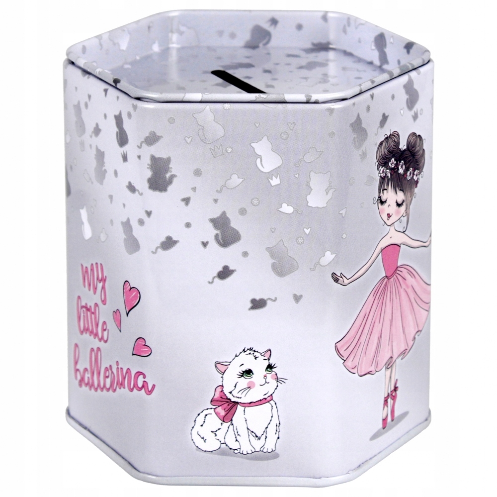 

Skarbonka metalowa sześciokątna Balerina