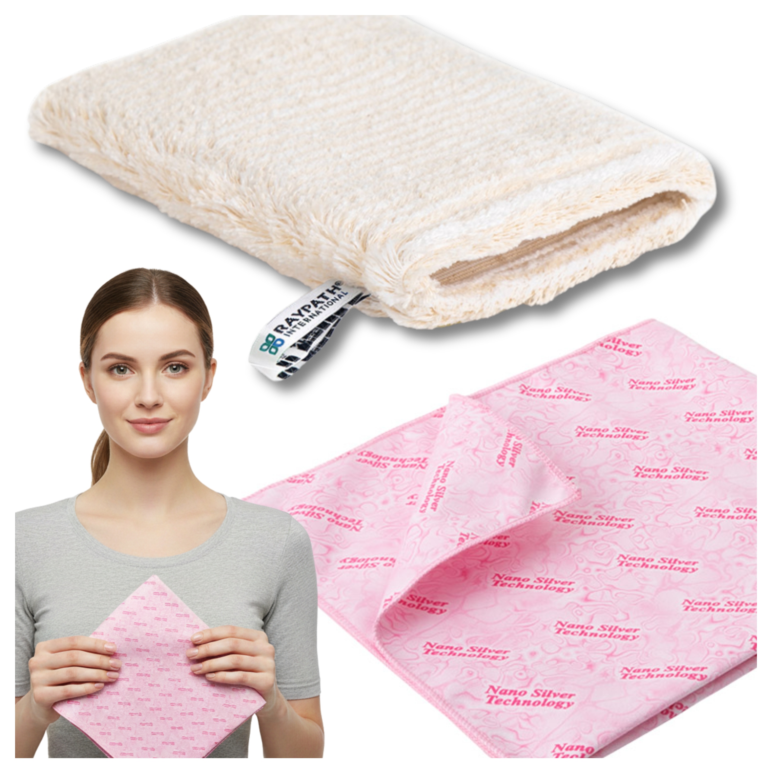 Raypath Sada Rukavice Béžová M 15x22 Čistící Čistič SunBeam Růžová