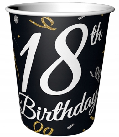 

Kubeczki papierowe 18 Birthday urodziny 6szt
