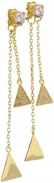 Stříbrné pozlacené náušnice 925 přívěsky trojúhelníky 4,40g efektní ze stříbra