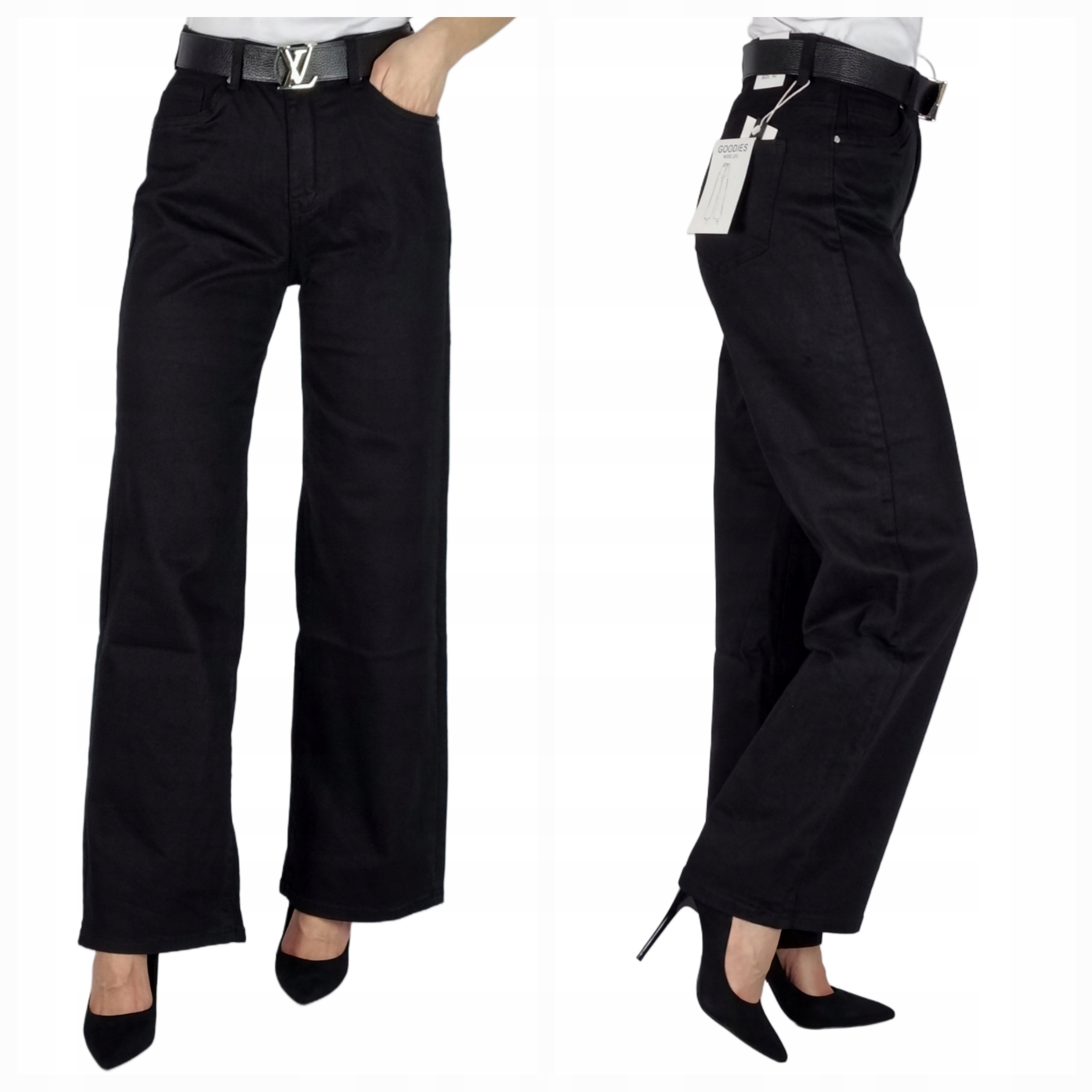 Spodnie Szerokie Klasyczne Czarne Goodies Plus Size 46/3XL