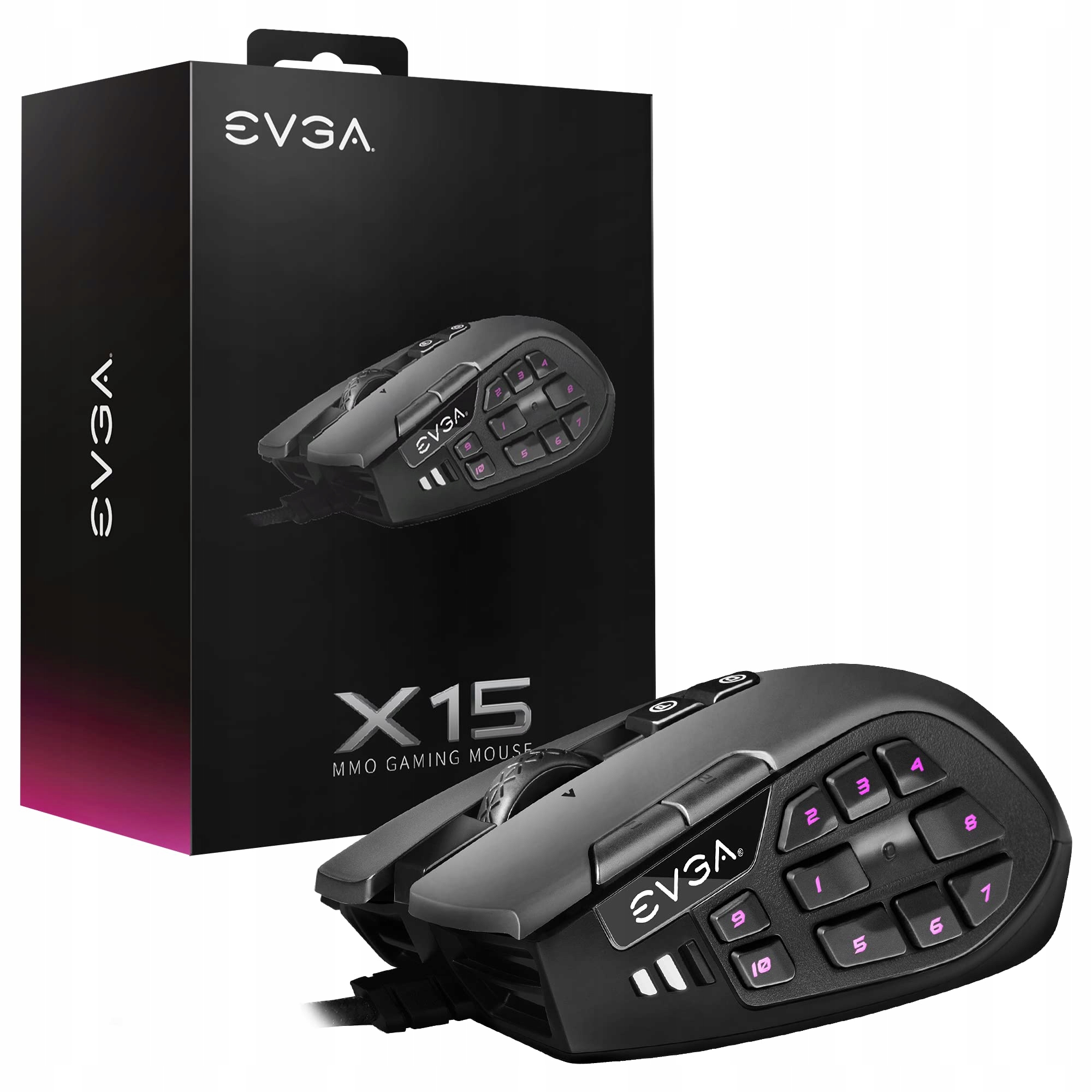 Evga X15 Mmo Myš herní drátová 16000 Dpi nastavitelná 20 tlačítek