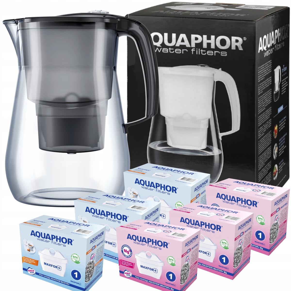 Zestaw Dzbanek filtrujący Aquaphor Onyx 3 filtry Maxfor+ 3 wkłady Mg+