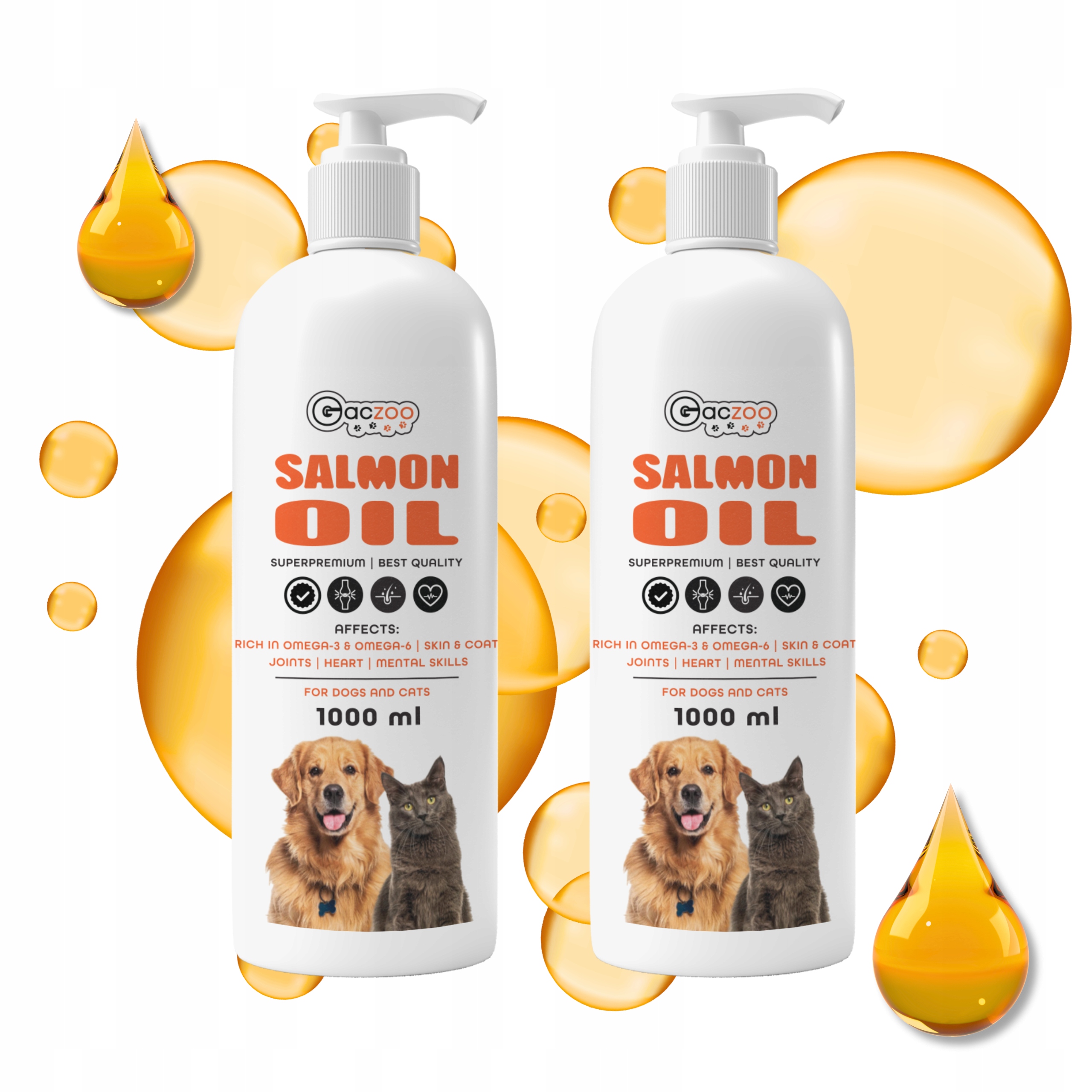 Levně Lososový olej 2 x 1000 ml Gaczoo Salmon Oil doplněk stravy pro psa a kočku