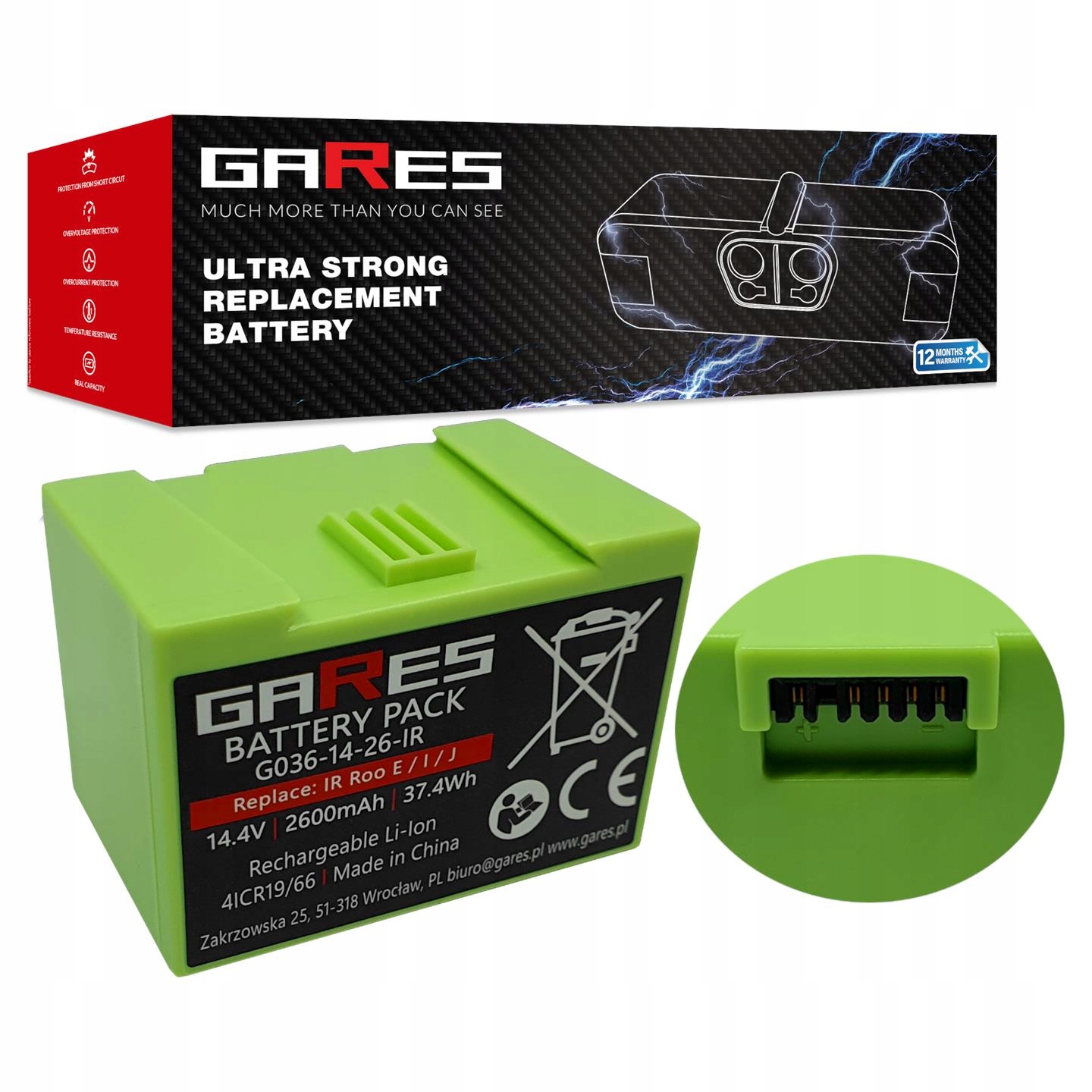 Akumulator Gares do iRobot Roomba i7 i7+ i3 i3+ i4 i4+ 4624864 14,4V 2,6Ah