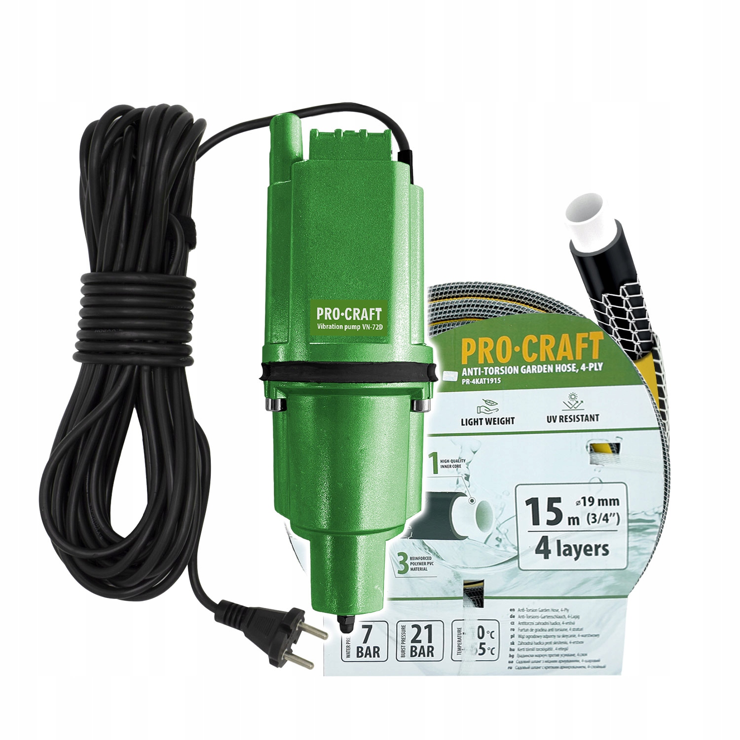 Vibračné čerpadlo Procraft VN-72D sada s hadicou 3/4"