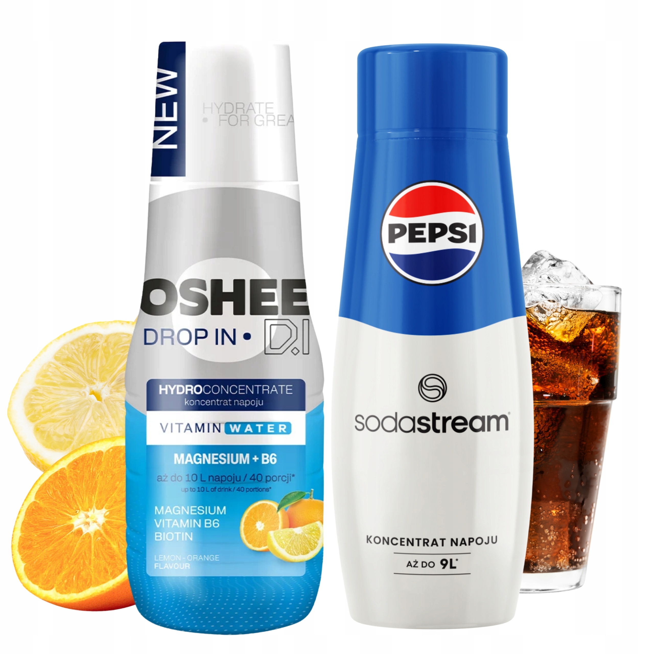 Koncentraty do Wody Syrop OSHEE Pomarańcza Cytryna + PEPSI SODASTREAM