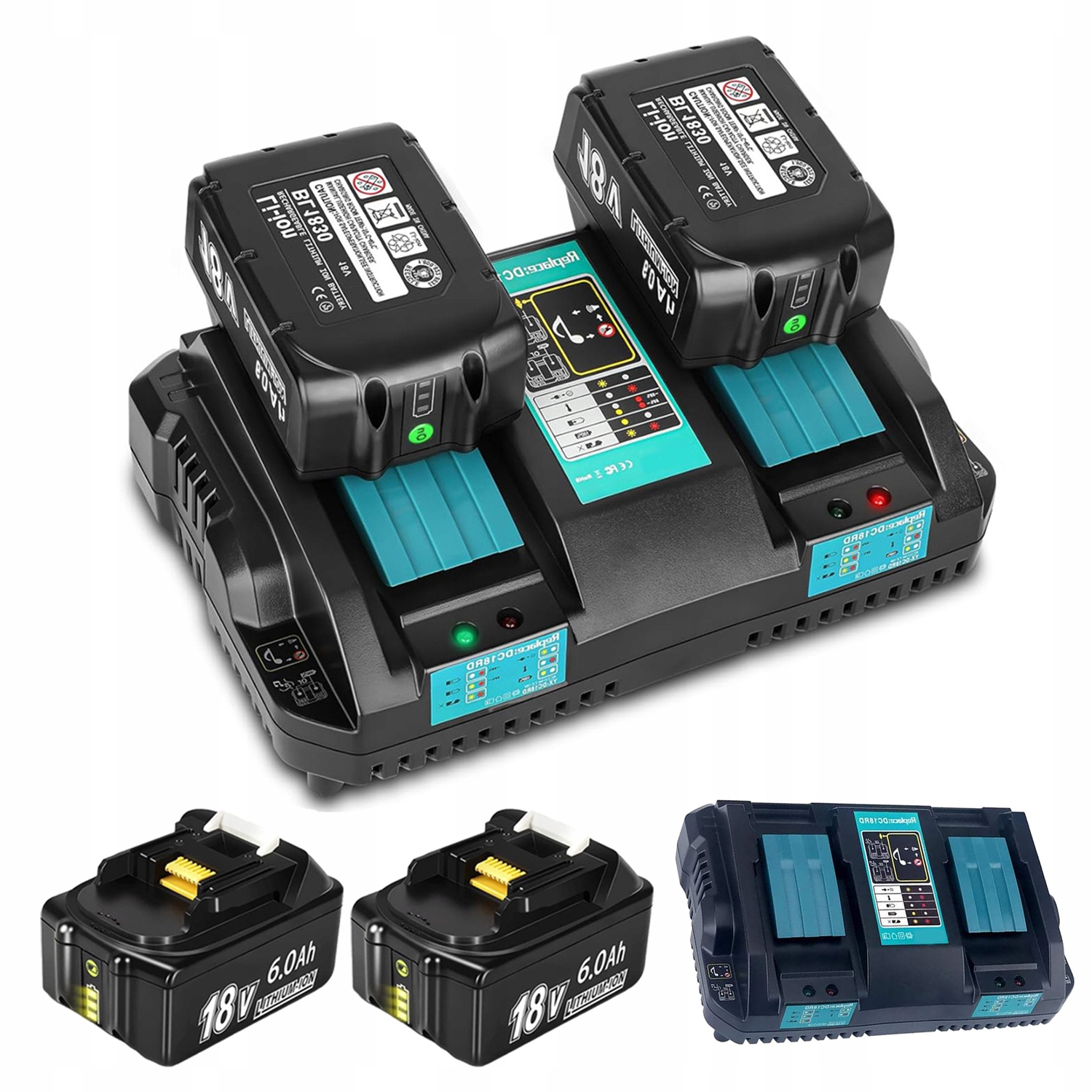 Akumulator Li-ion Do BL1860B BL1860 BL1850B 18V 8AH +ładowarka Z Led