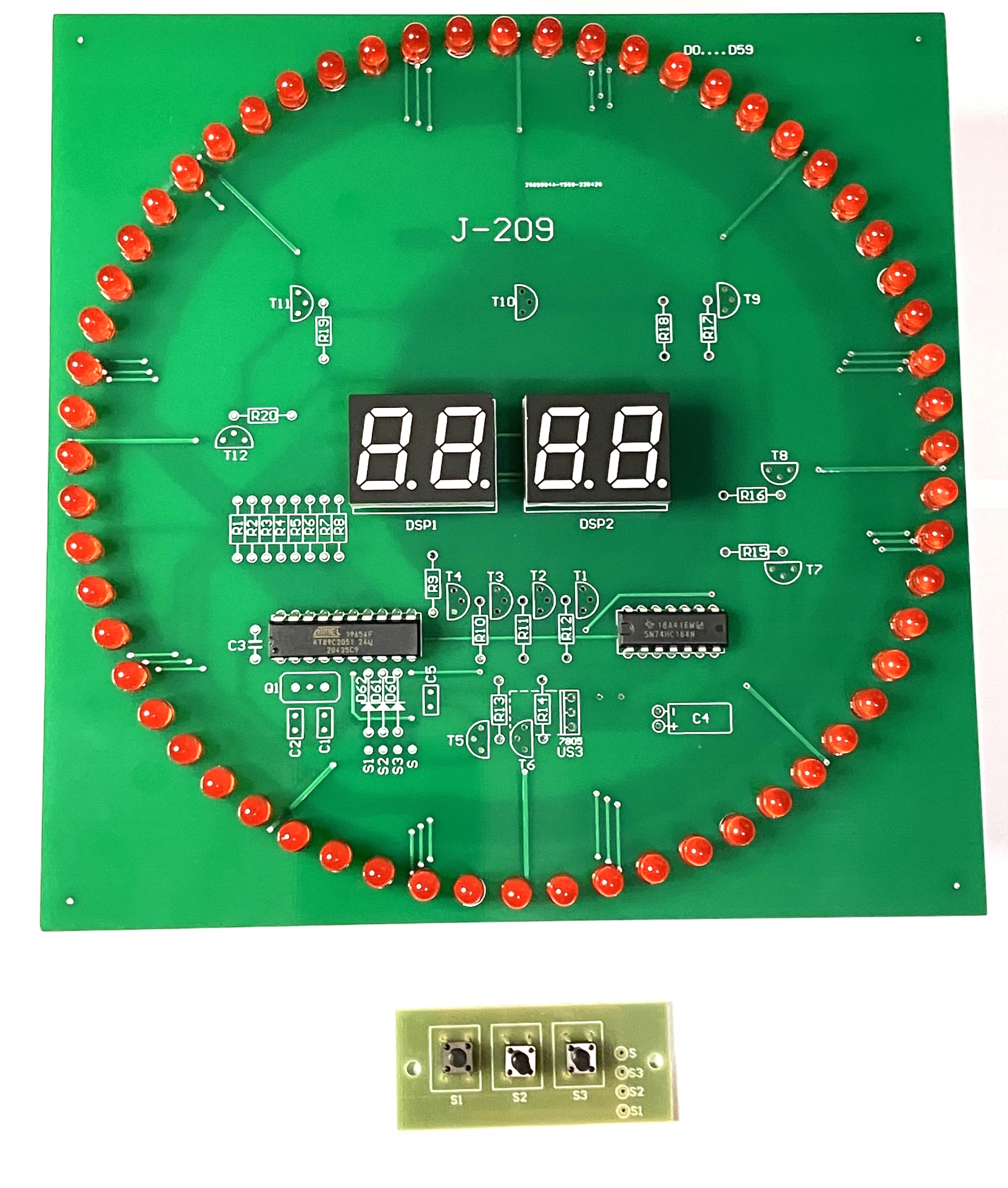 velké Hodiny digitální s vteřinovkou Pcb 16x16 cm Diy Kit JABel