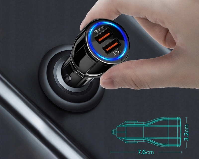 SZYBKA ŁADOWARKA SAMOCHODOWA QUALCOMM QC 3.0 3.1A iPHONE SAMSUNG XIAOMI Zgodność ze standardem Quick Charge 1.0 Quick Charge 2.0 Quick Charge 3.0