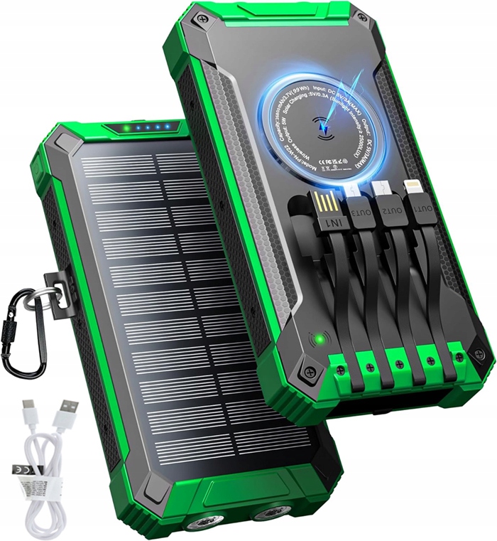 Powerbanka Nabíječka Solární Indukční Panel 30000 mAh 7xUSB Svítilna 2x Led