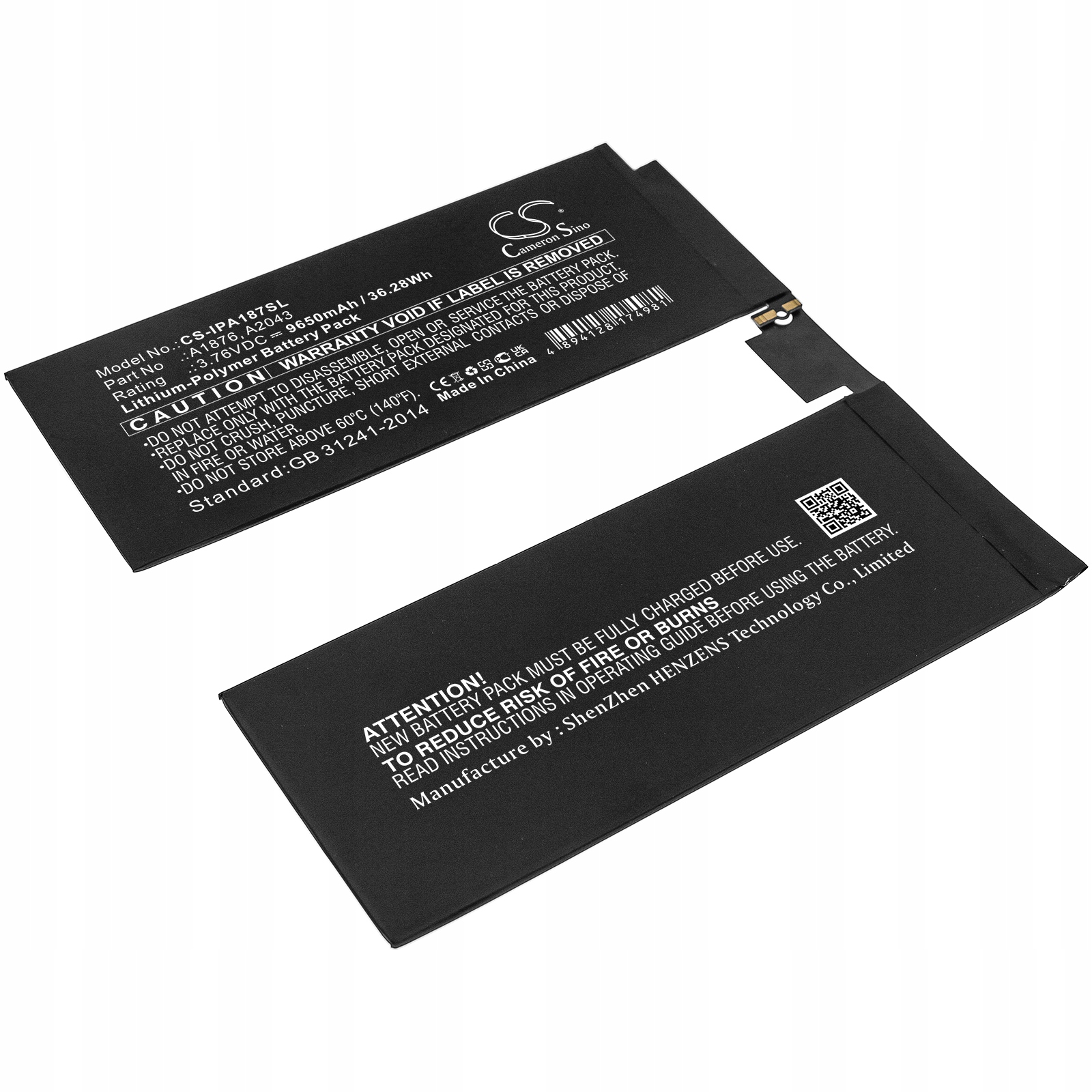 Baterie Akumulátor pro Apple A1876 A1895 A1983 A2014 iPad Pro 12.9 9650 mAh