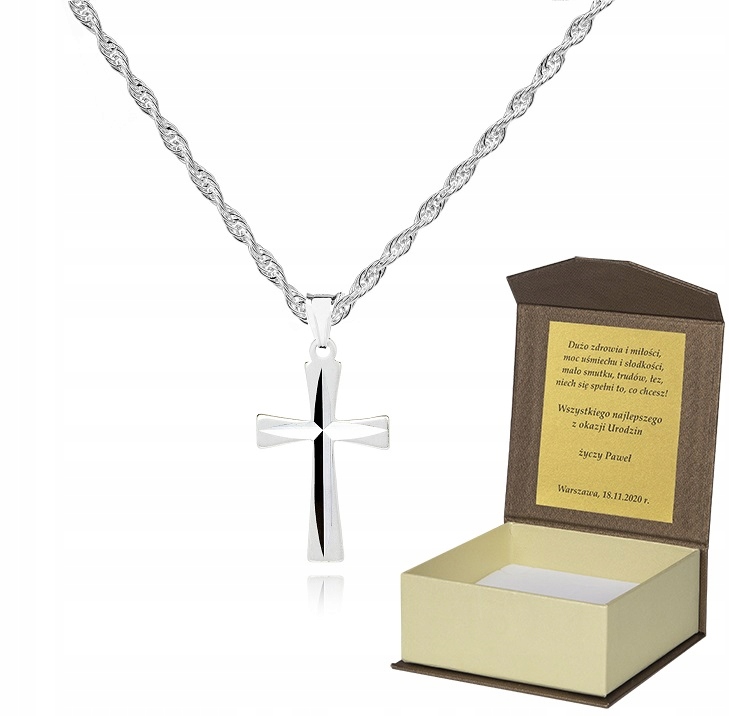 925 Stříbrný řetízek s křížkem Dedikace 45 cm LK49