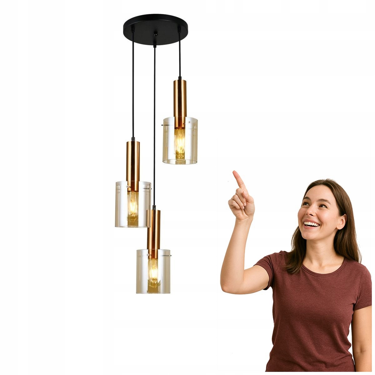 Závesná lampa Sardo PND-5581-3A-BRO+AMB Italux