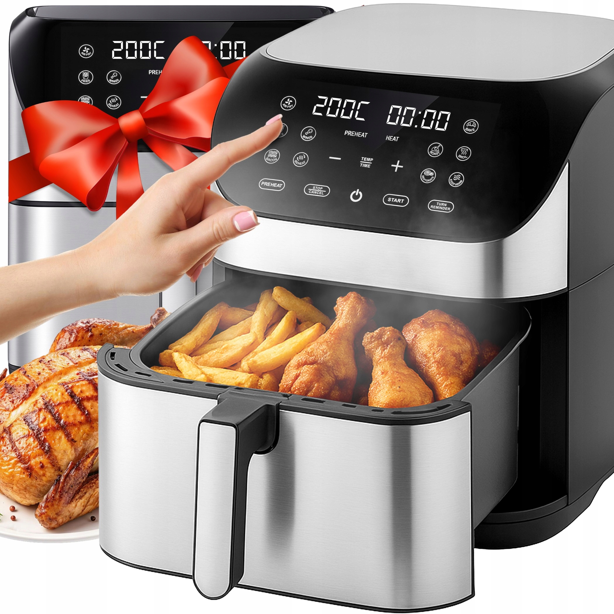 Frytkownica Beztłuszczowa Airfryer Frytownica 8L 12 Programów 1800W XXL